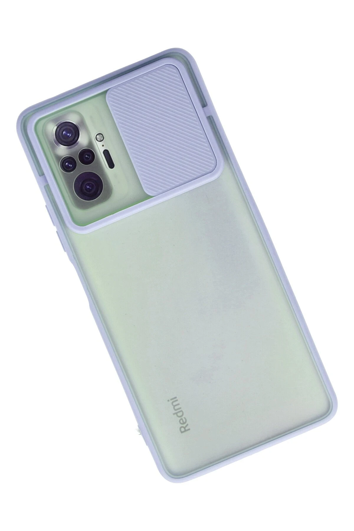 Newface Xiaomi Redmi Note 10 Pro Kılıf Palm Buzlu Kamera Sürgülü Silikon - Lila