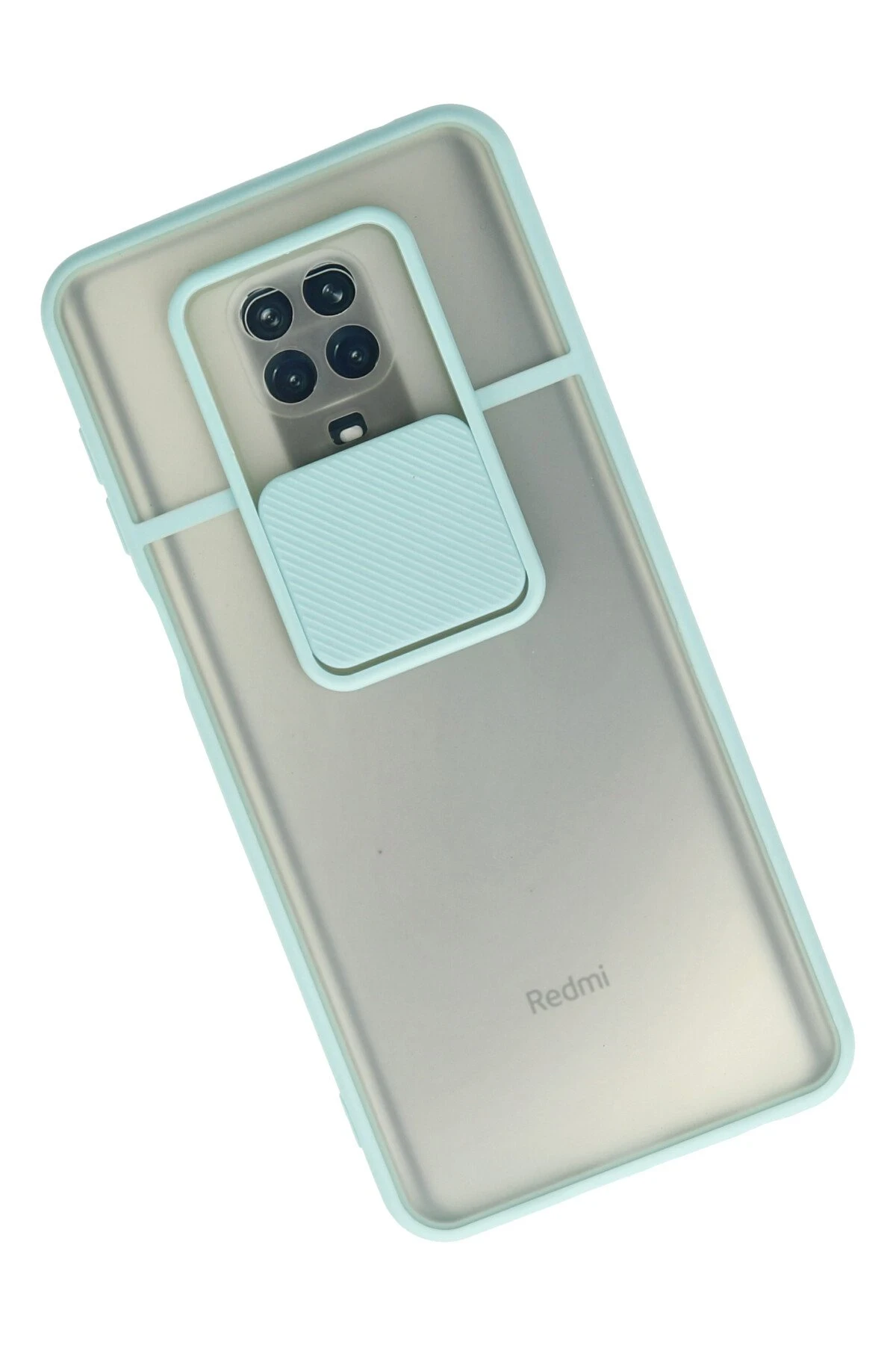 Newface Xiaomi Redmi Note 9 Pro Kılıf Palm Buzlu Kamera Sürgülü Silikon - Turkuaz