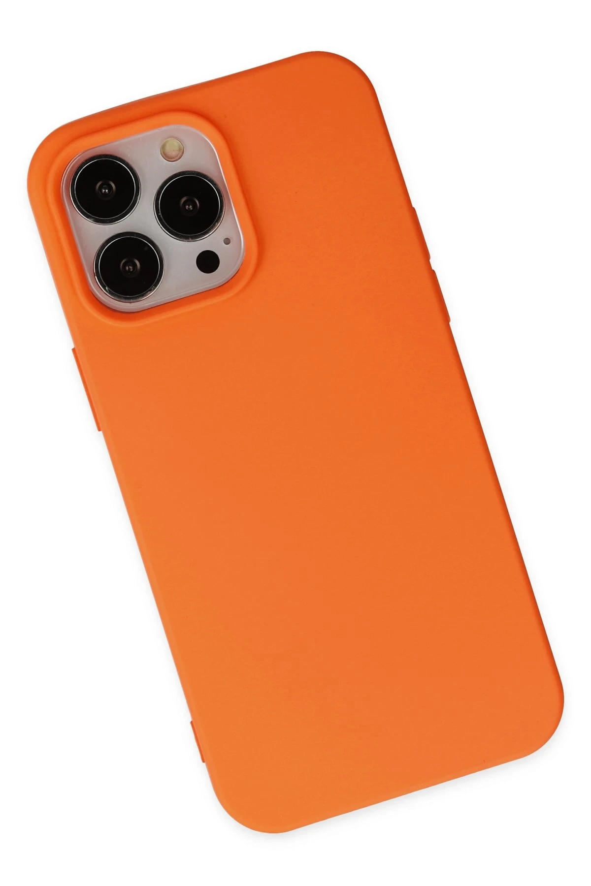 Newface iPhone 15 Pro Kılıf Nano içi Kadife Silikon - Turuncu