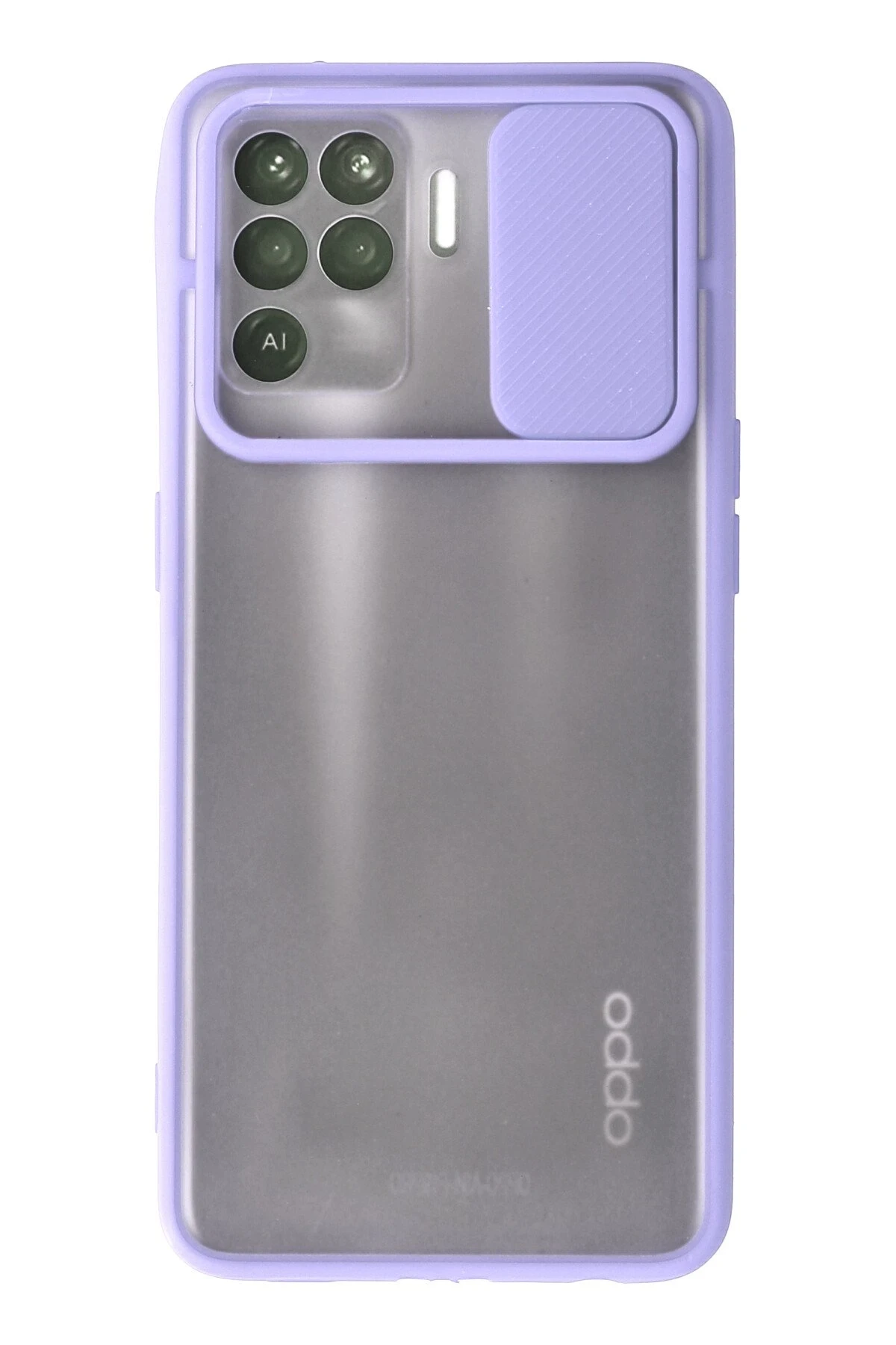 Newface Oppo Reno 5 Lite Kılıf Palm Buzlu Kamera Sürgülü Silikon - Lila