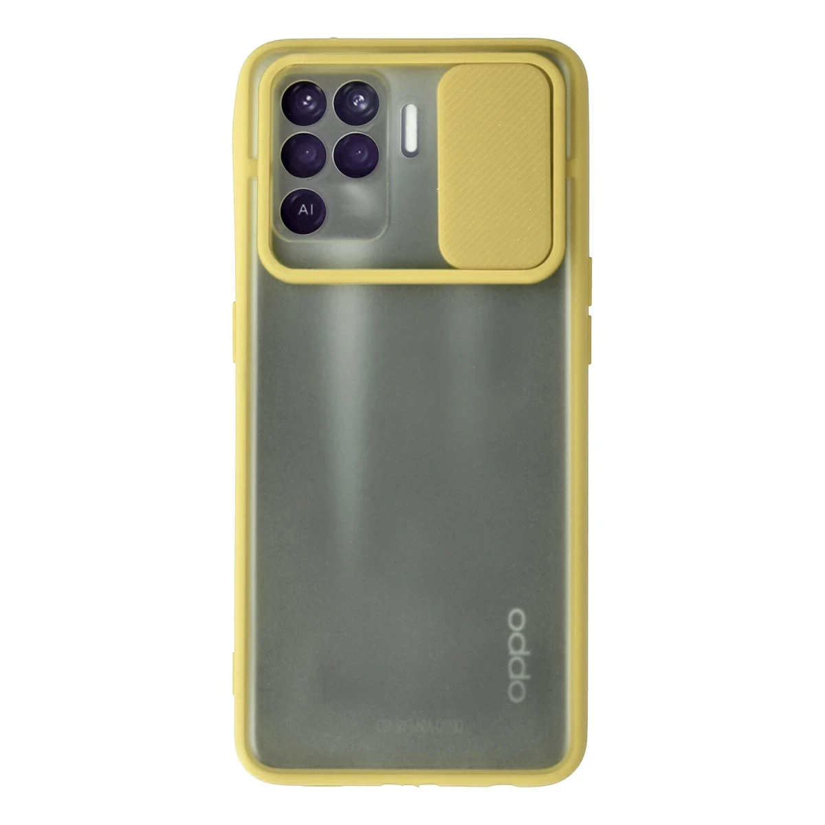 Newface Oppo Reno 5 Lite Kılıf Palm Buzlu Kamera Sürgülü Silikon - Sarı