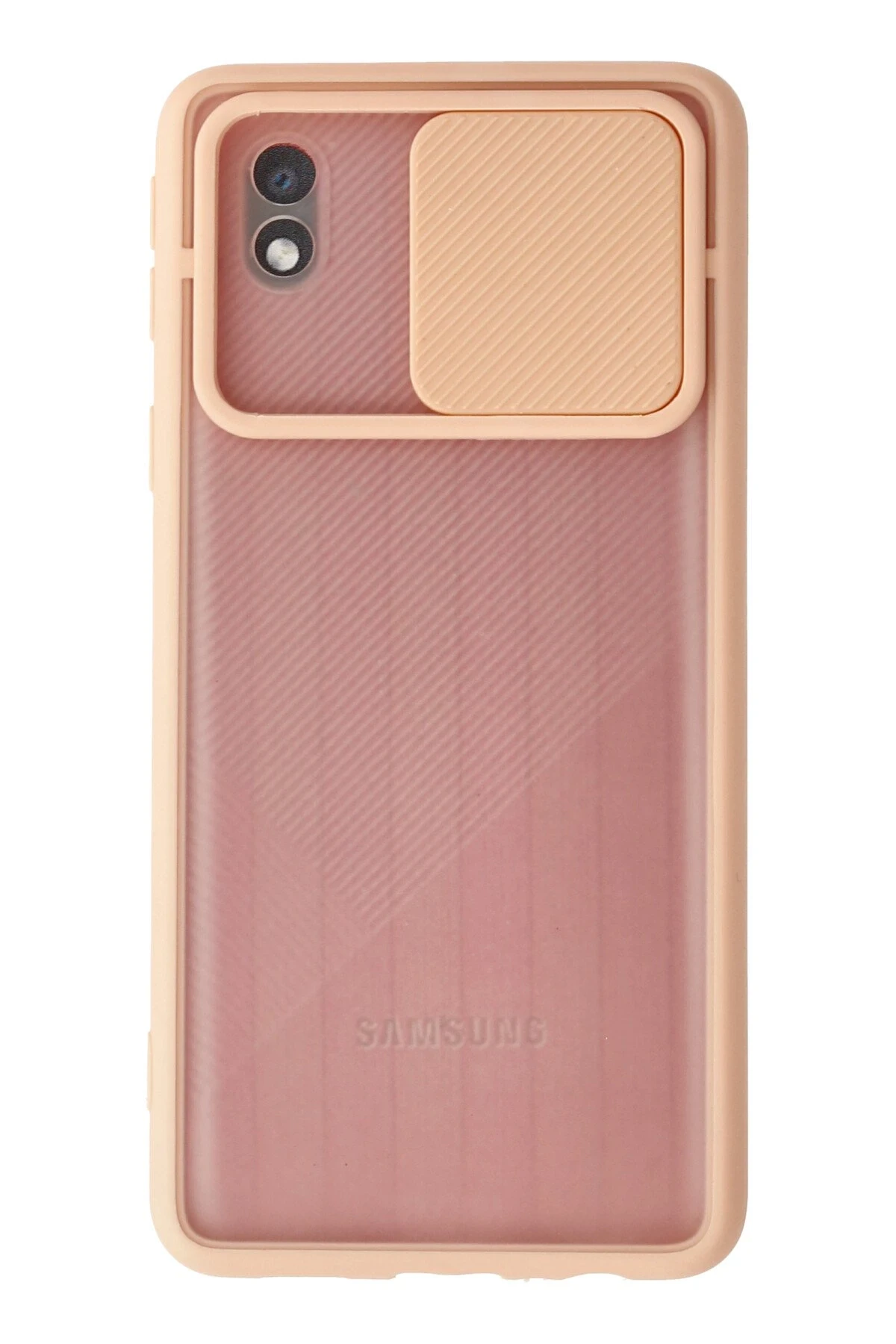 Newface Samsung Galaxy A01 Core Kılıf Palm Buzlu Kamera Sürgülü Silikon - Pembe