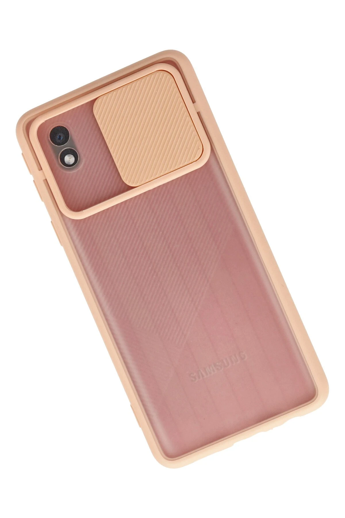 Newface Samsung Galaxy A01 Core Kılıf Palm Buzlu Kamera Sürgülü Silikon - Pembe