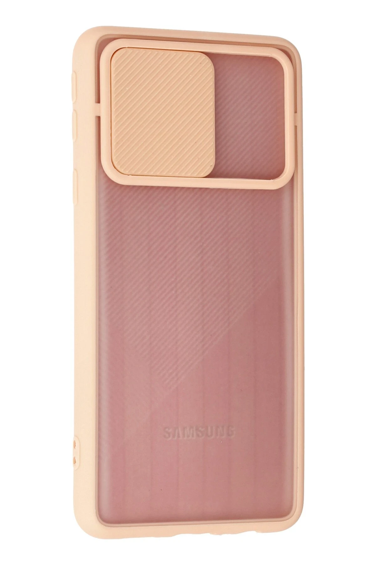 Newface Samsung Galaxy A01 Core Kılıf Palm Buzlu Kamera Sürgülü Silikon - Pembe