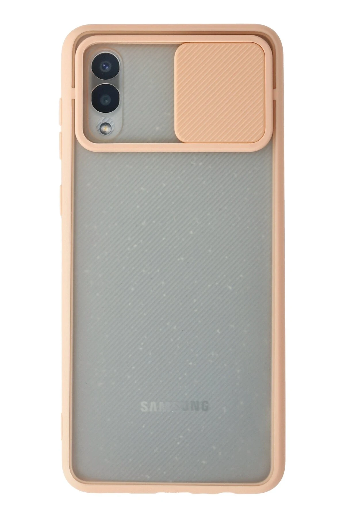 Newface Samsung Galaxy A02 Kılıf Palm Buzlu Kamera Sürgülü Silikon - Pembe