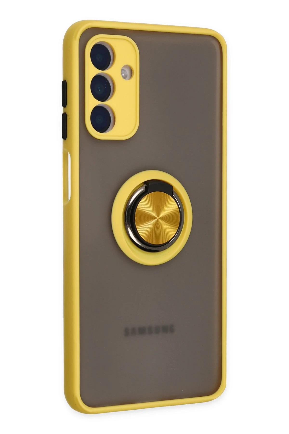 Newface Samsung Galaxy A04S Kılıf Montreal Yüzüklü Silikon Kapak - Sarı