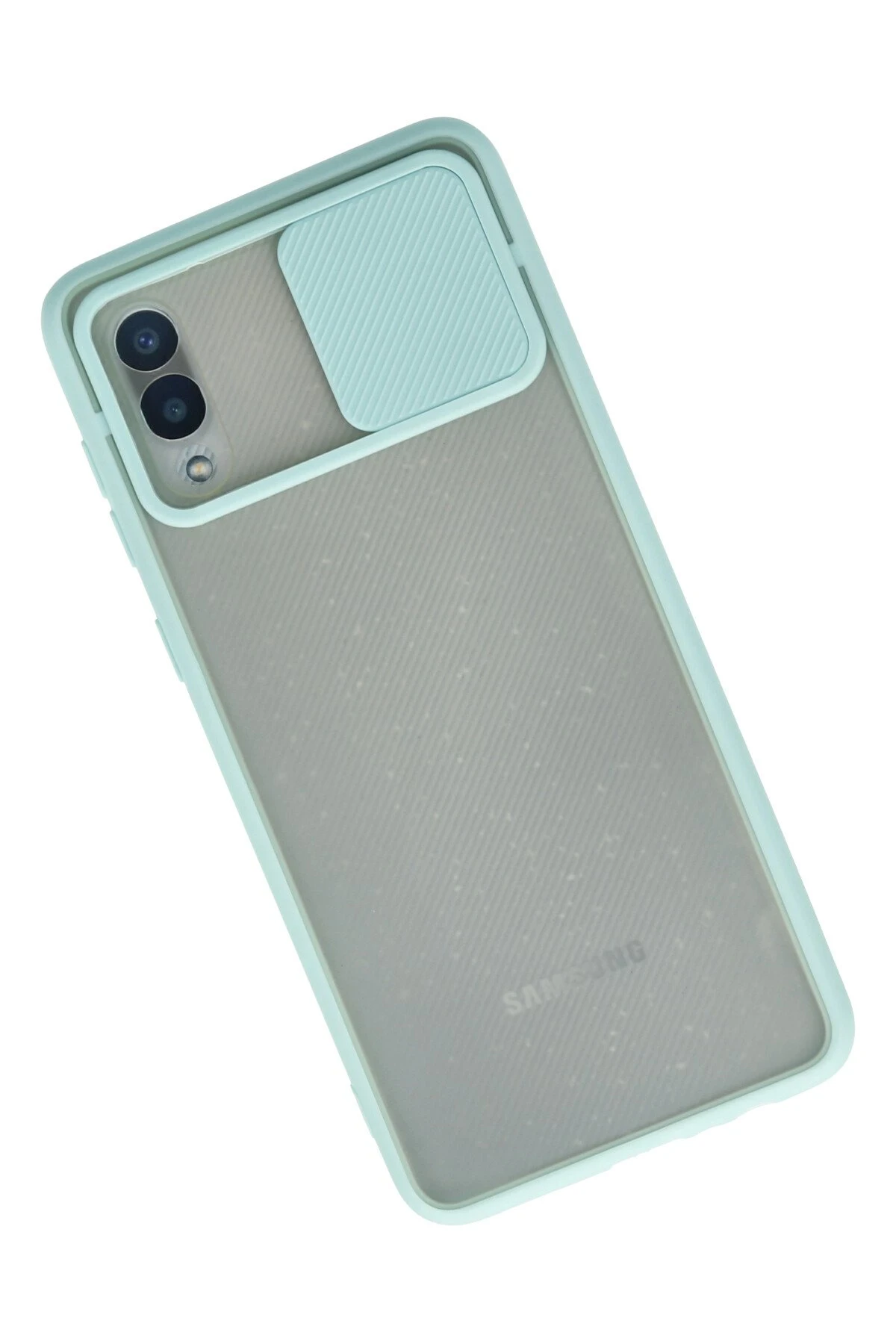 Newface Samsung Galaxy A02 Kılıf Palm Buzlu Kamera Sürgülü Silikon - Turkuaz