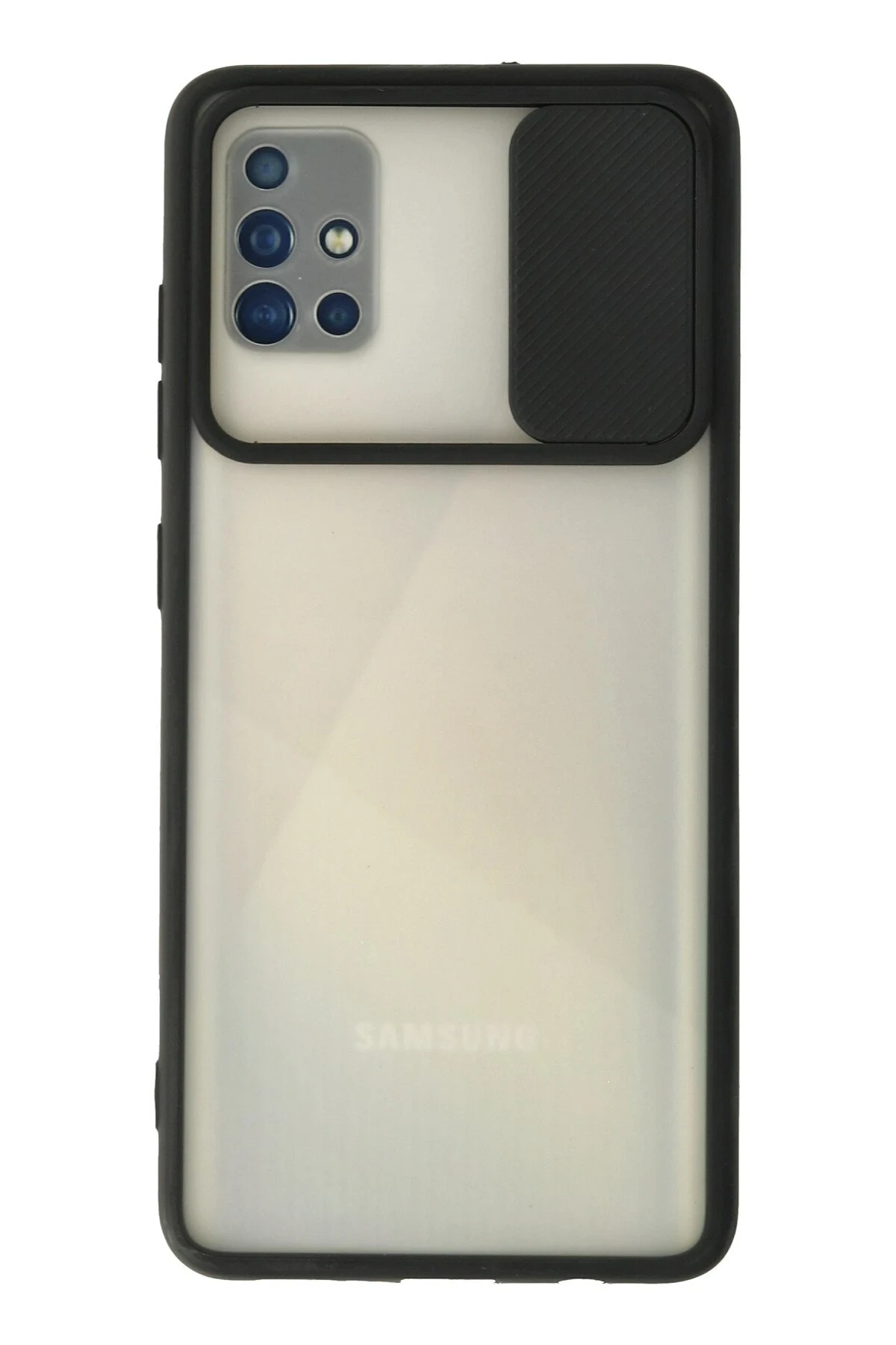 Newface Samsung Galaxy A51 Kılıf Palm Buzlu Kamera Sürgülü Silikon - Siyah