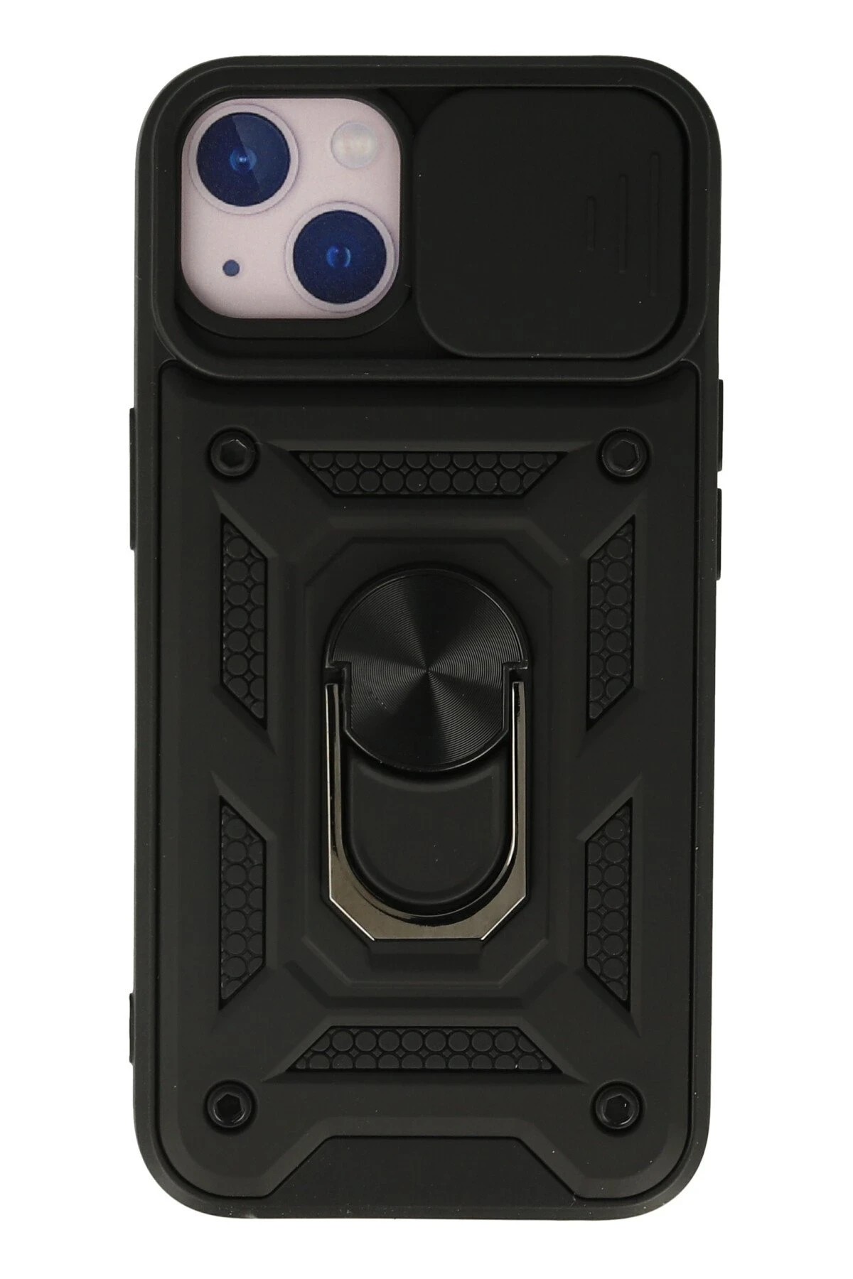 Newface Apple iPhone 15 Kılıf Pars Lens Yüzüklü Silikon - Siyah