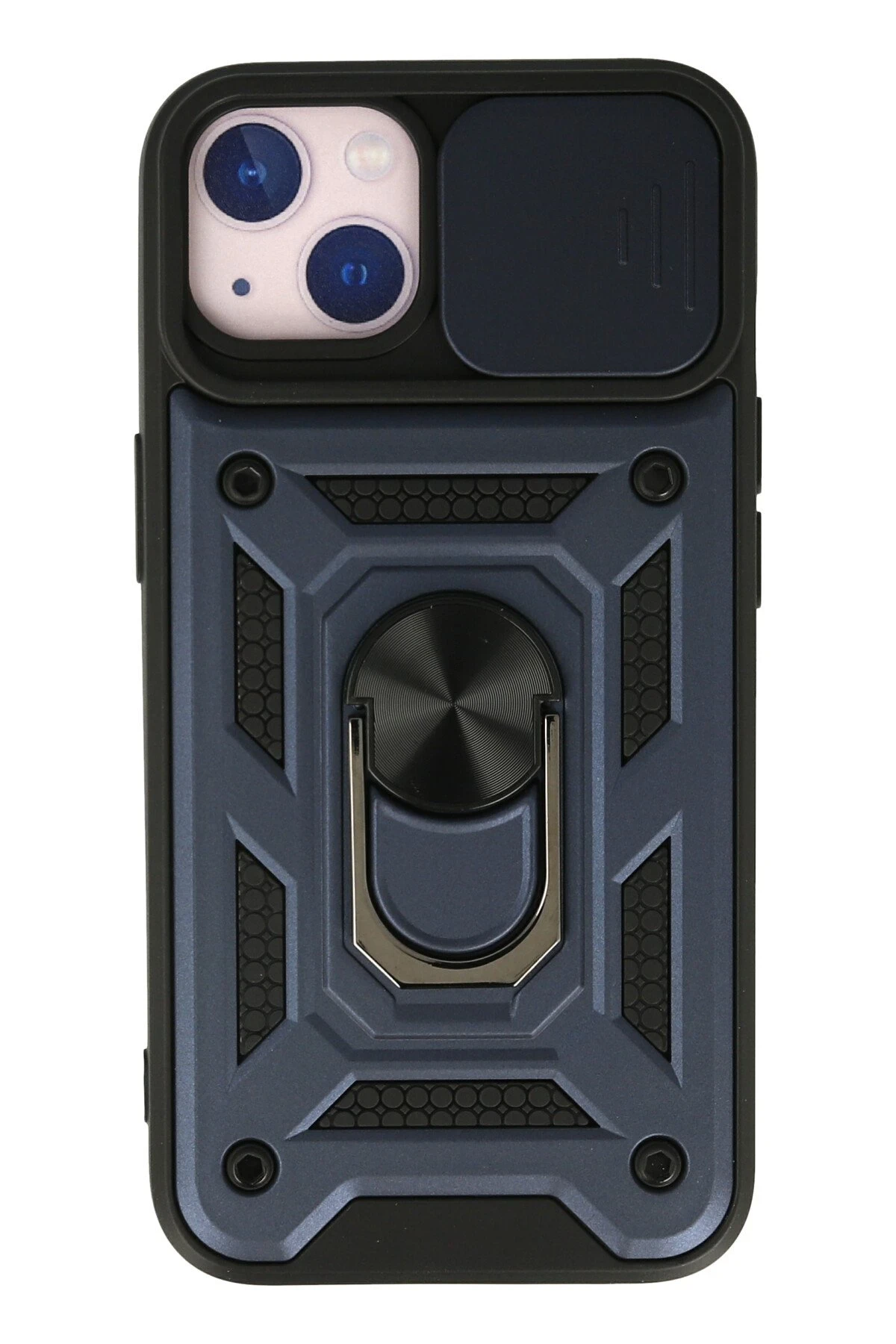 Newface Apple iPhone 15 Kılıf Pars Lens Yüzüklü Silikon - Lacivert