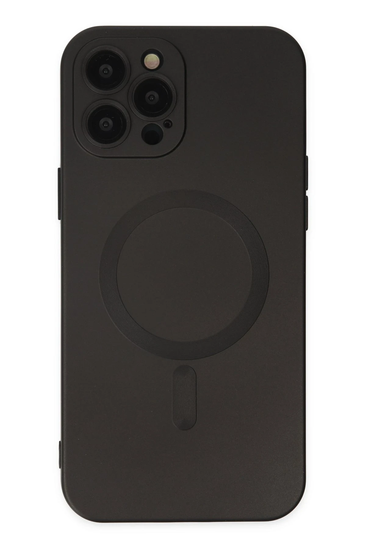Newface Apple iPhone 12 Pro Max Kılıf Moshi Lens Magneticsafe Silikon - Siyah