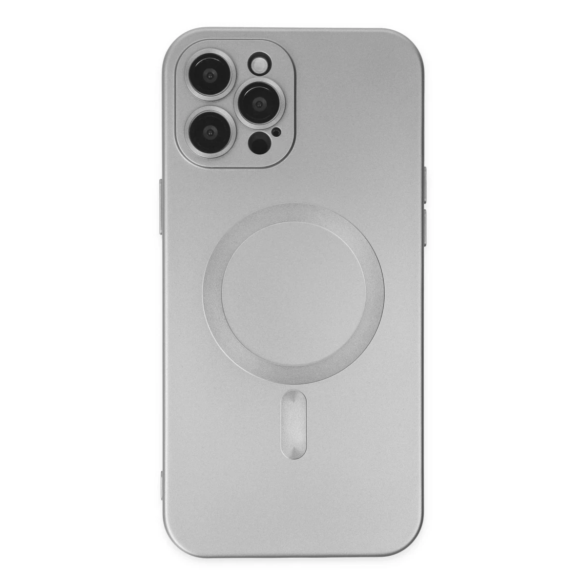 Newface Apple iPhone 12 Pro Max Kılıf Moshi Lens Magneticsafe Silikon - Gümüş