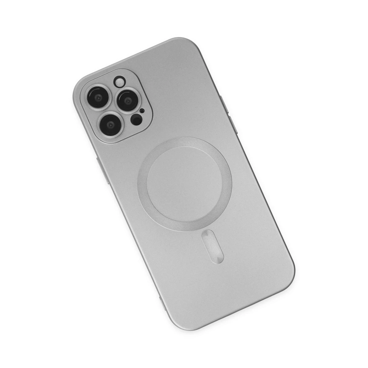 Newface Apple iPhone 12 Pro Max Kılıf Moshi Lens Magneticsafe Silikon - Gümüş