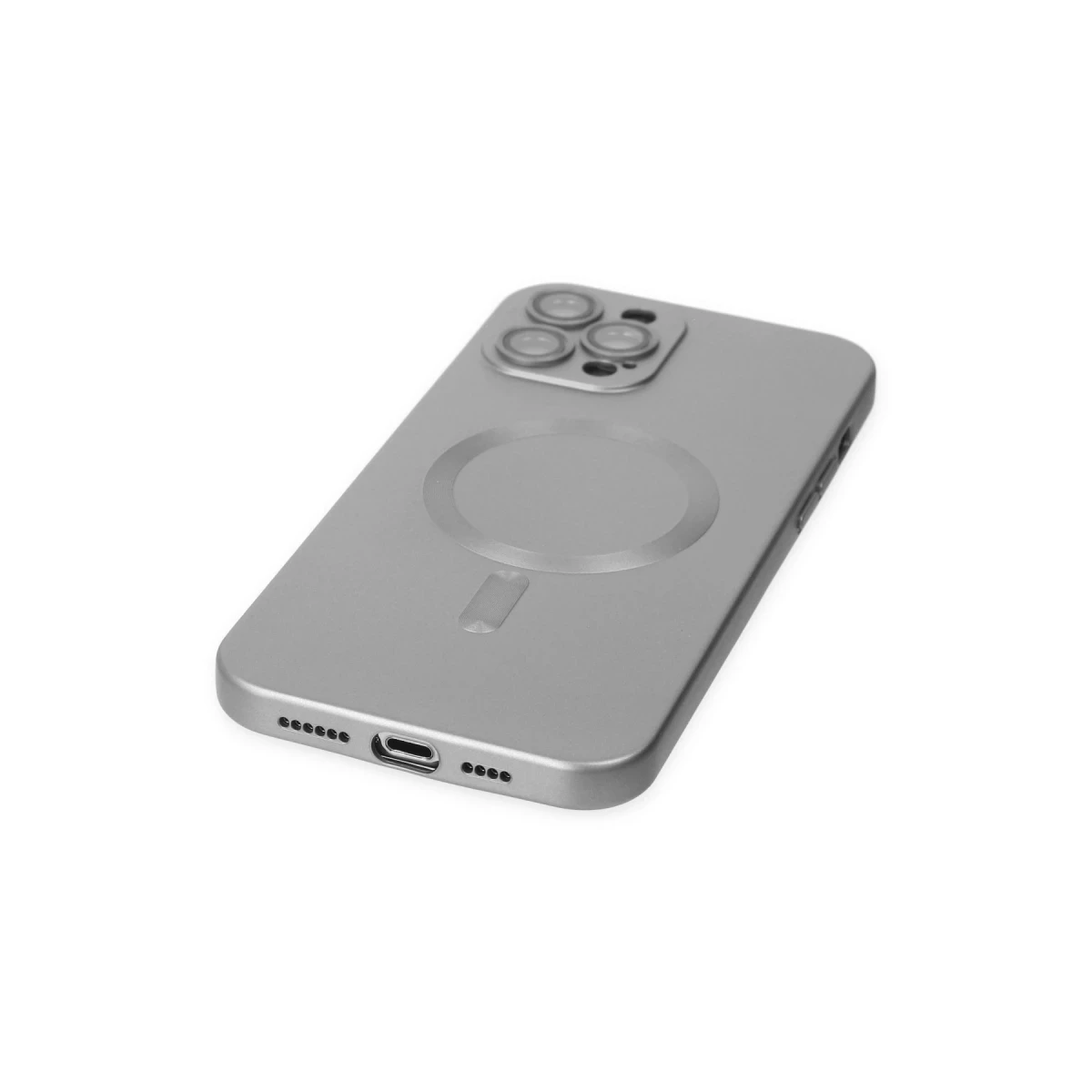 Newface Apple iPhone 12 Pro Max Kılıf Moshi Lens Magneticsafe Silikon - Gümüş