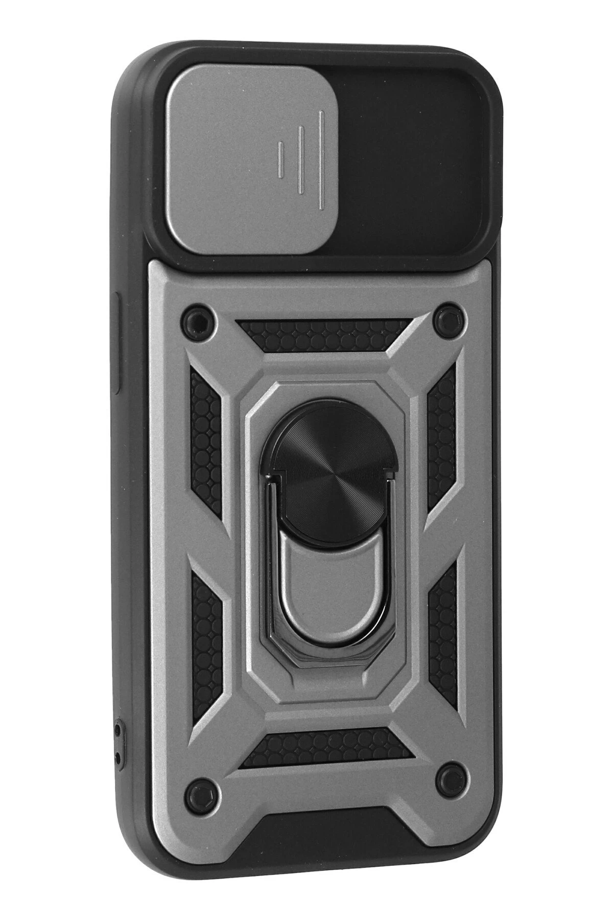 Newface iPhone 15 Kılıf Pars Lens Yüzüklü Silikon - Gümüş