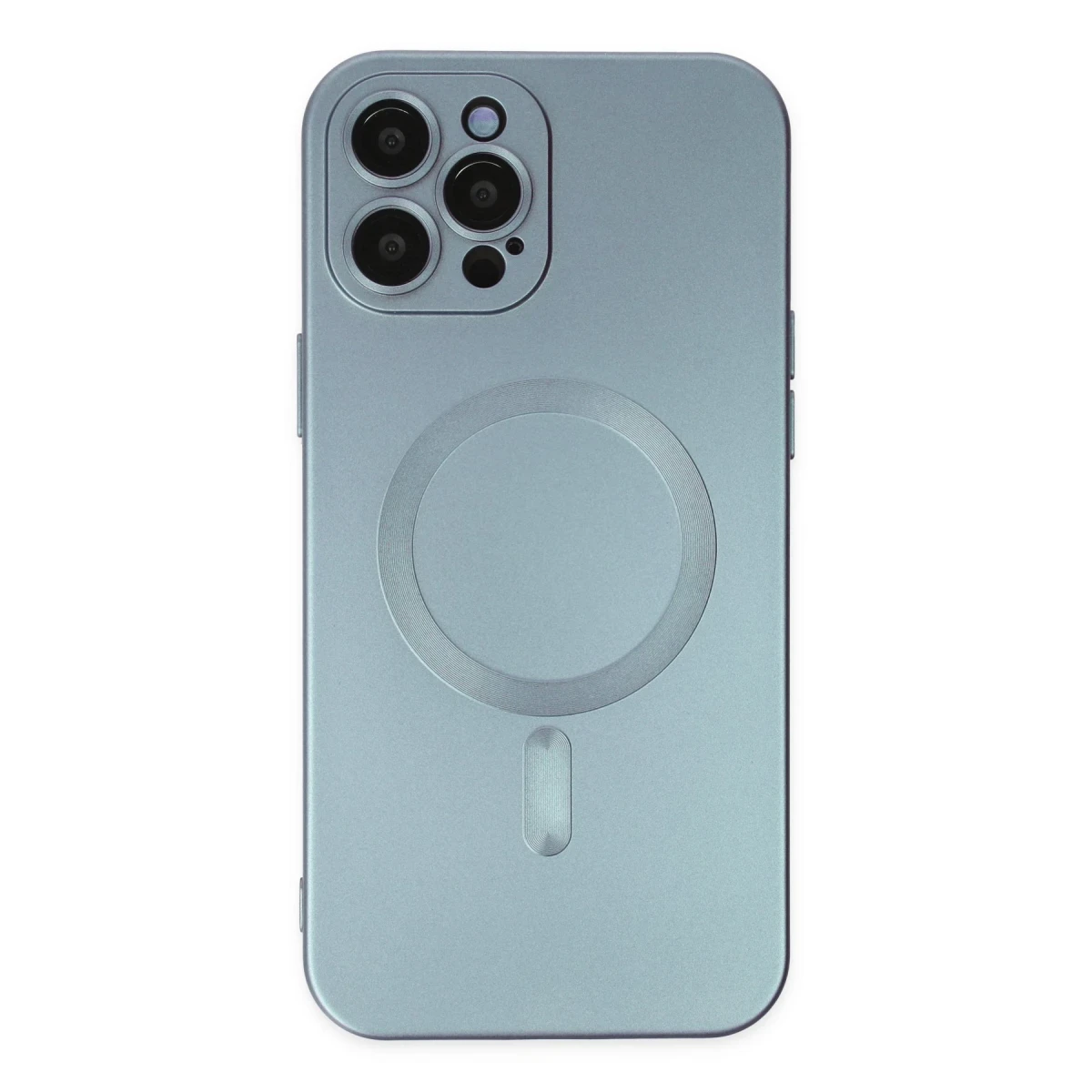 Apple iPhone 12 Pro Max Kılıf Moshi Lens Magneticsafe Silikon - Sierra Blue