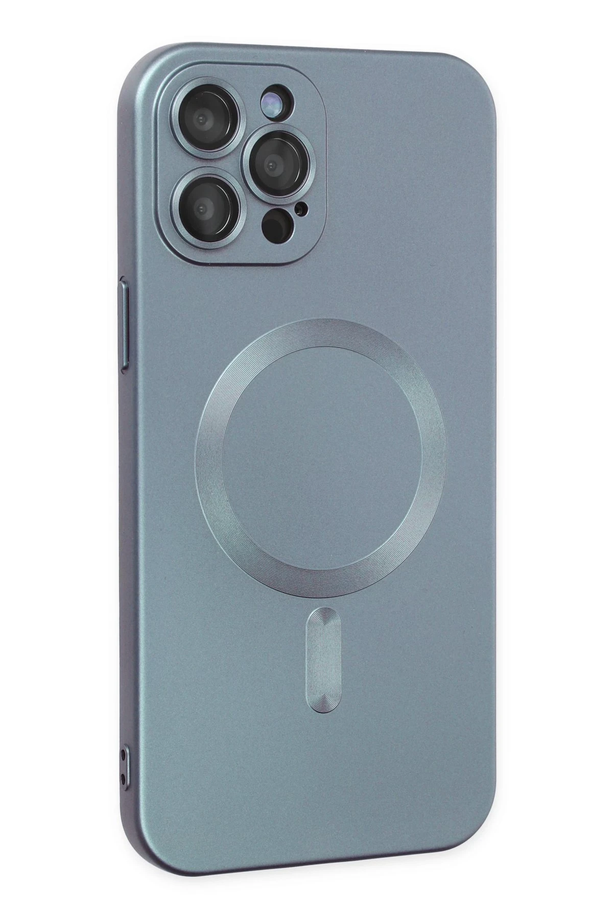Newface iPhone 12 Pro Max Kılıf Moshi Lens Magneticsafe Silikon - Sierra Blue