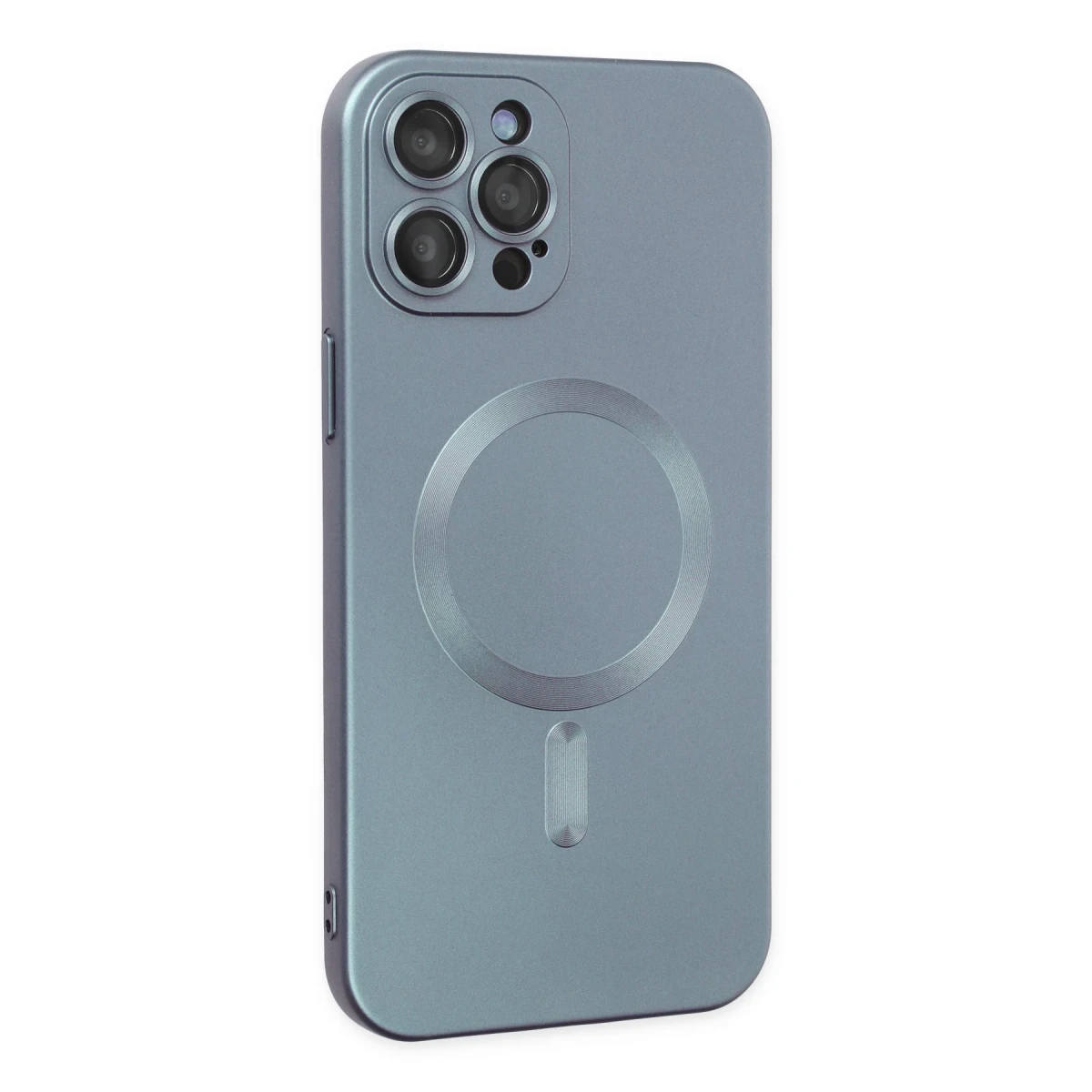 Apple iPhone 12 Pro Max Kılıf Moshi Lens Magneticsafe Silikon - Sierra Blue