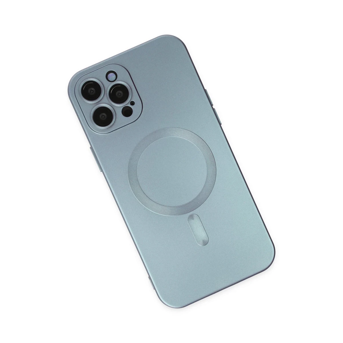Apple iPhone 12 Pro Max Kılıf Moshi Lens Magneticsafe Silikon - Sierra Blue