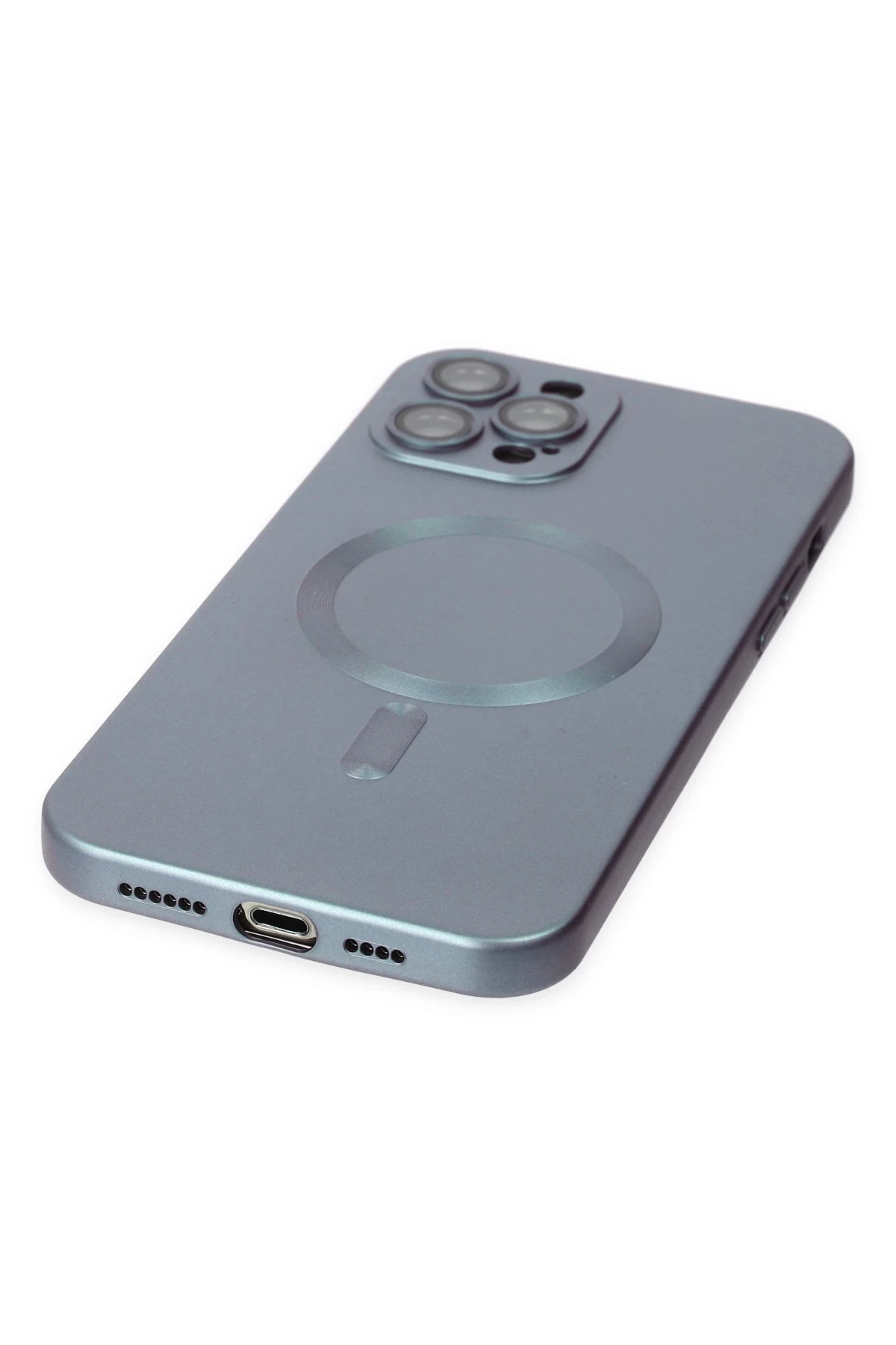 Newface iPhone 12 Pro Max Kılıf Moshi Lens Magneticsafe Silikon - Sierra Blue