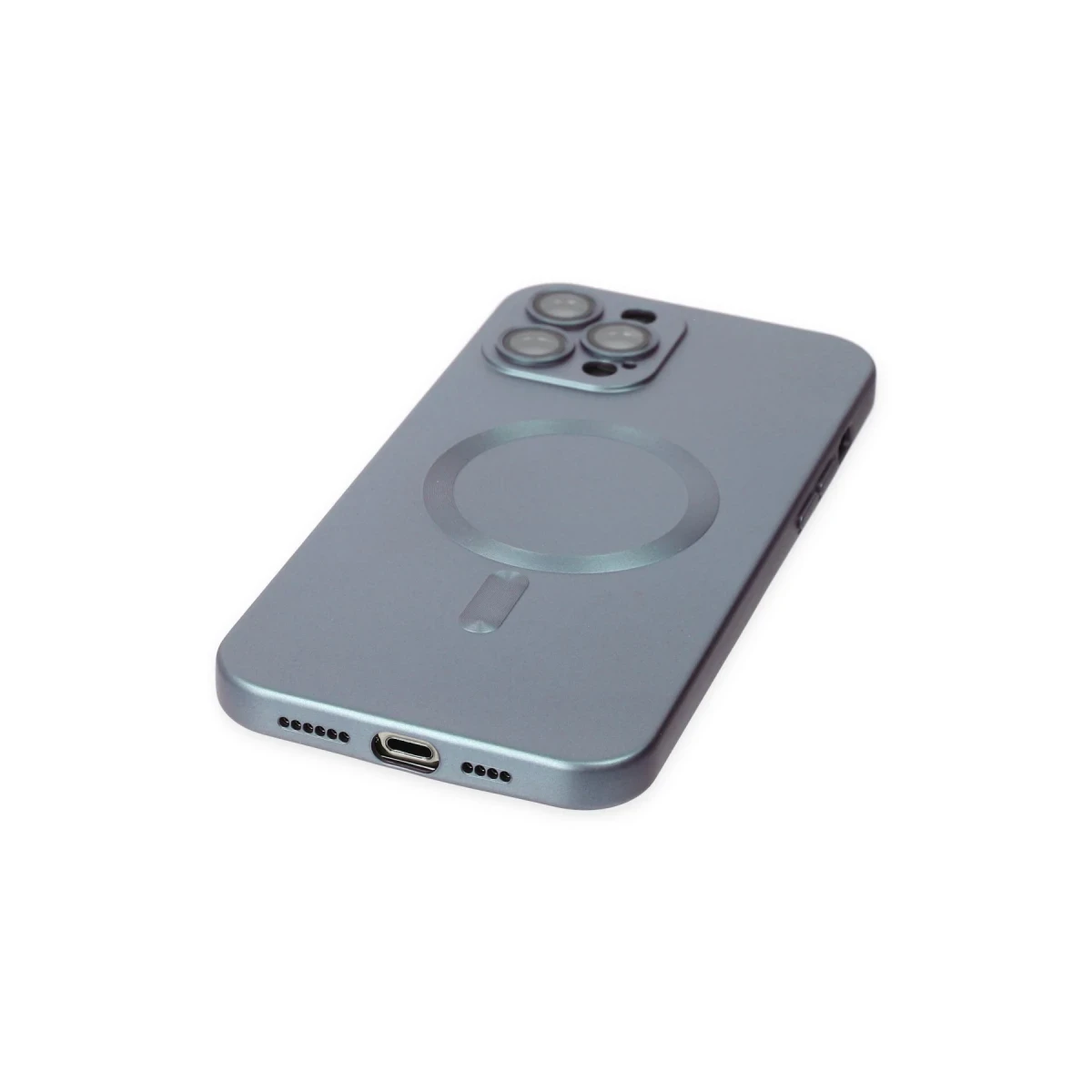 Apple iPhone 12 Pro Max Kılıf Moshi Lens Magneticsafe Silikon - Sierra Blue
