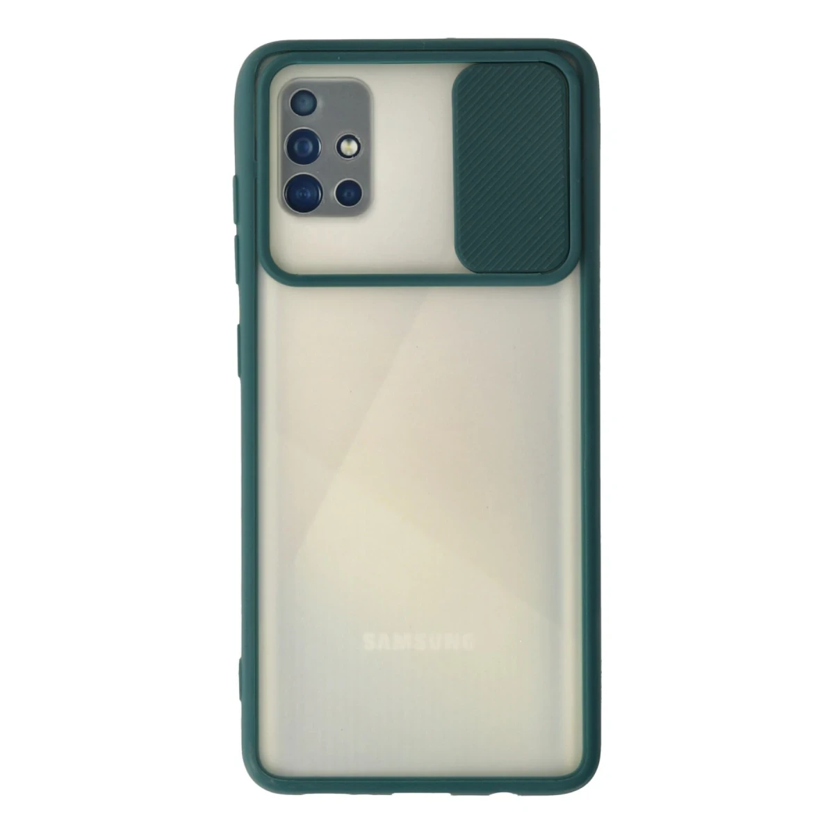 Newface Samsung Galaxy A71 Kılıf Palm Buzlu Kamera Sürgülü Silikon - Yeşil