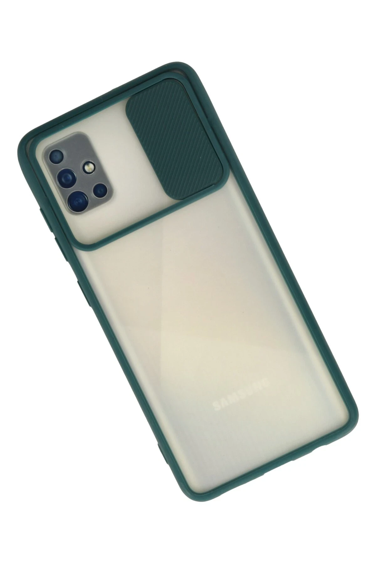 Newface Samsung Galaxy A71 Kılıf Palm Buzlu Kamera Sürgülü Silikon - Yeşil