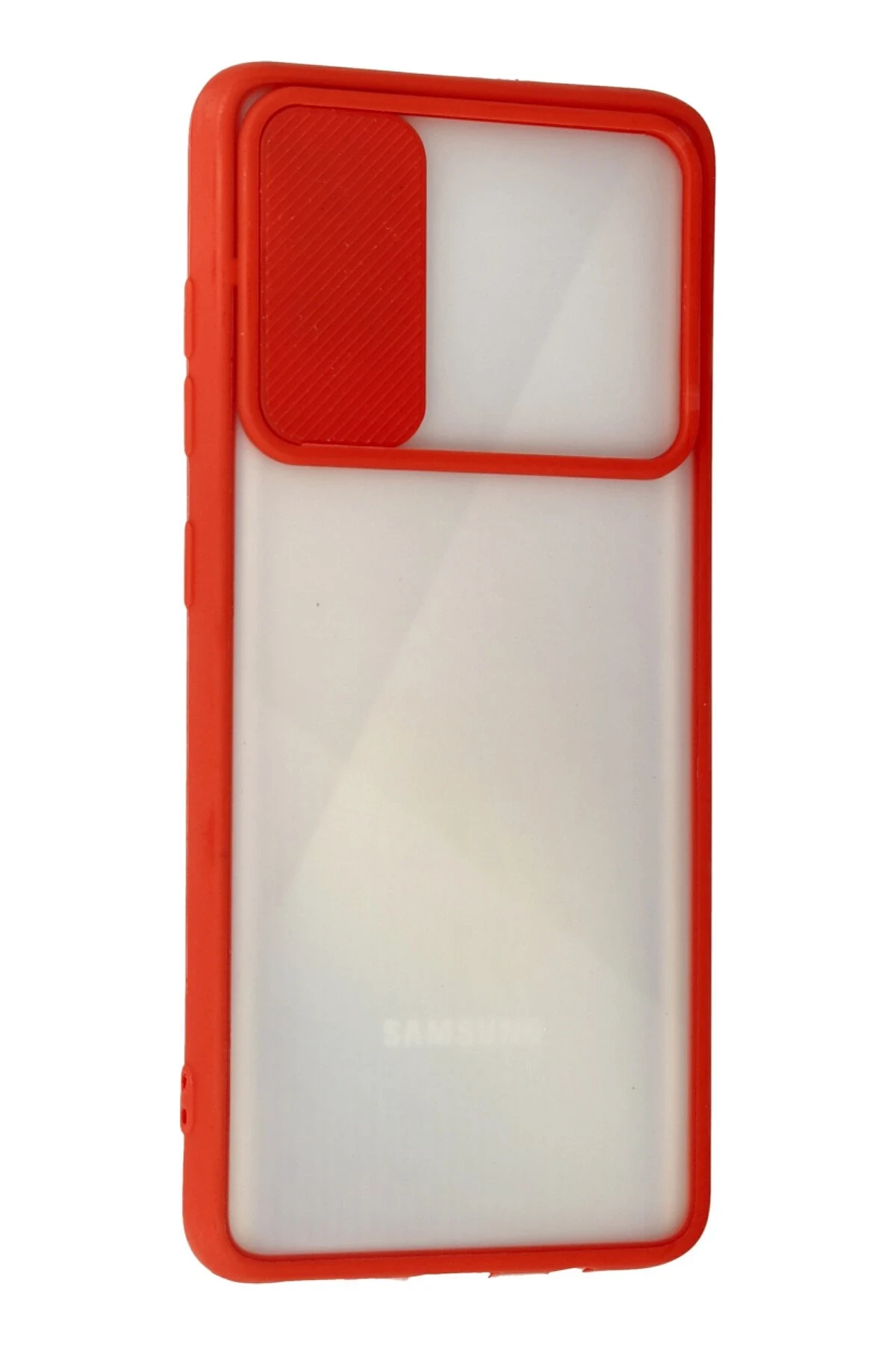 Newface Samsung Galaxy A71 Kılıf Palm Buzlu Kamera Sürgülü Silikon - Kırmızı
