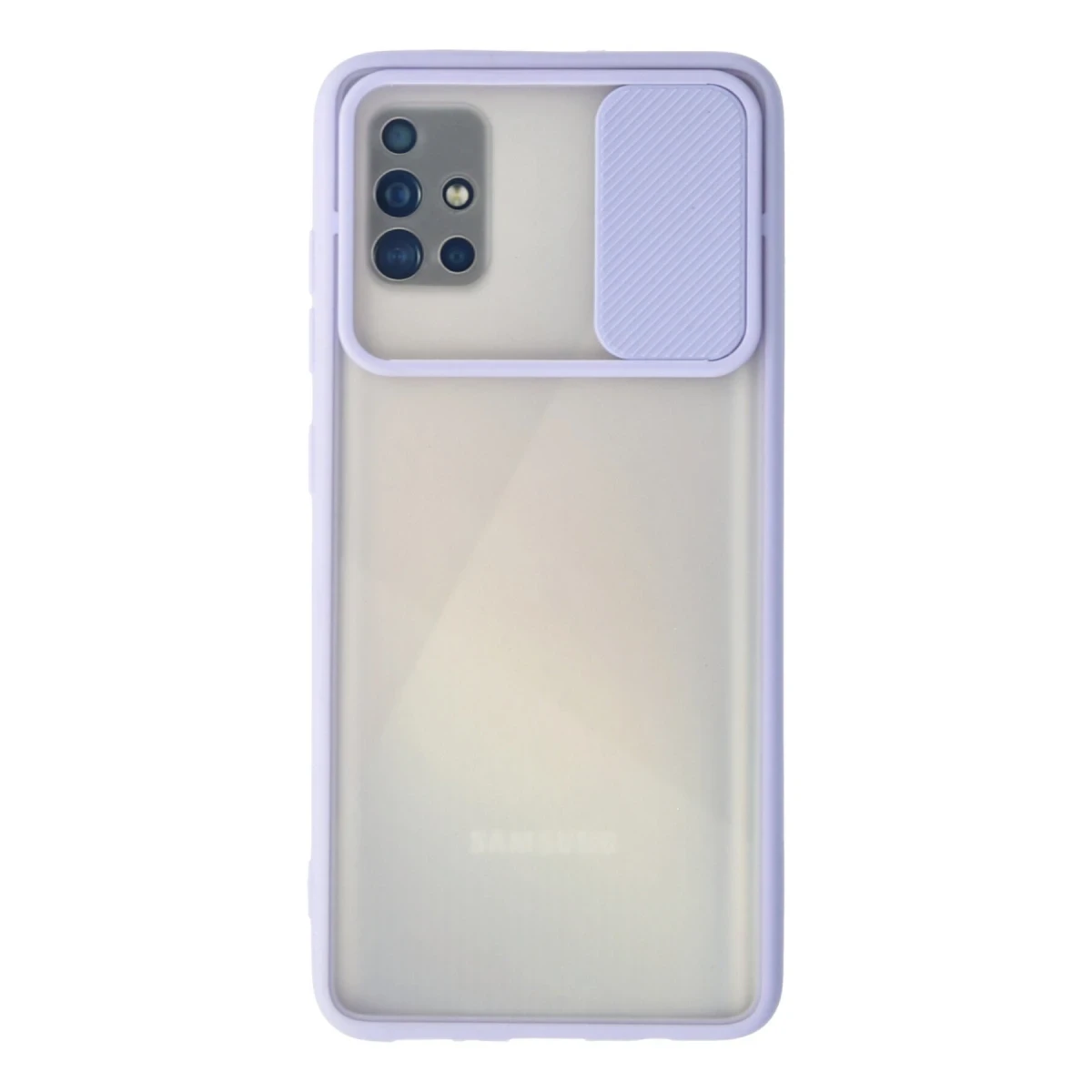 Newface Samsung Galaxy A71 Kılıf Palm Buzlu Kamera Sürgülü Silikon - Lila