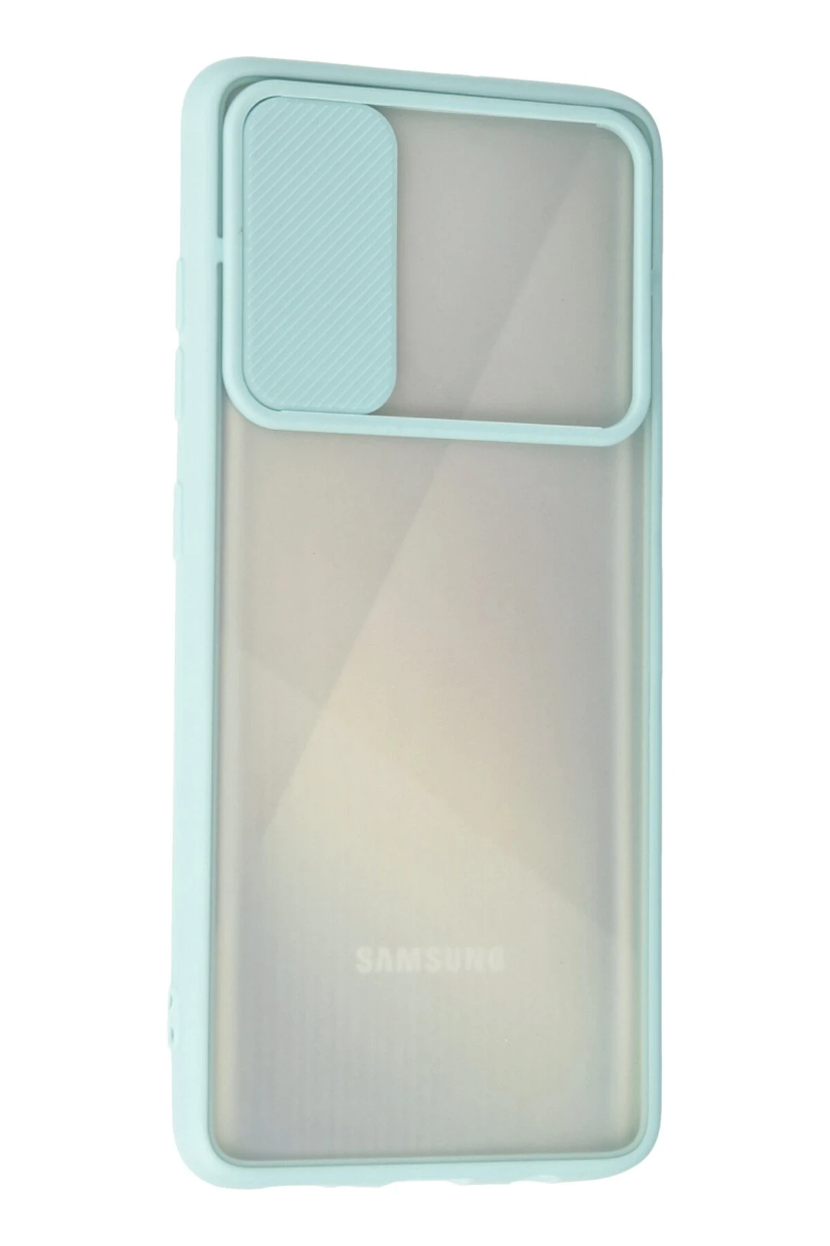 Newface Samsung Galaxy A71 Kılıf Palm Buzlu Kamera Sürgülü Silikon - Turkuaz