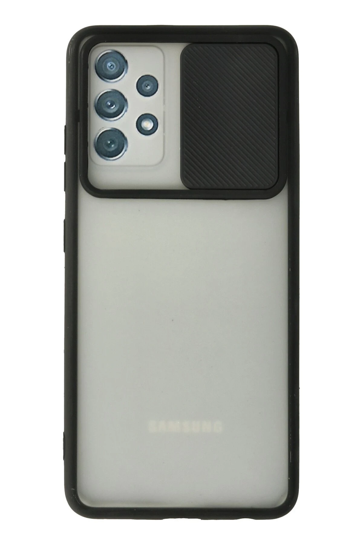 Newface Samsung Galaxy A72 Kılıf Palm Buzlu Kamera Sürgülü Silikon - Siyah