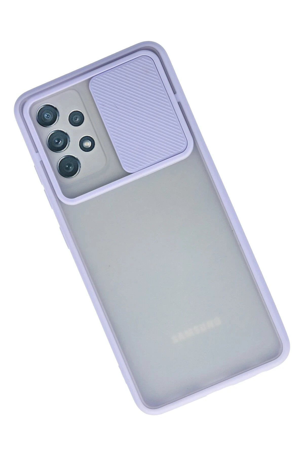 Newface Samsung Galaxy A72 Kılıf Palm Buzlu Kamera Sürgülü Silikon - Lila