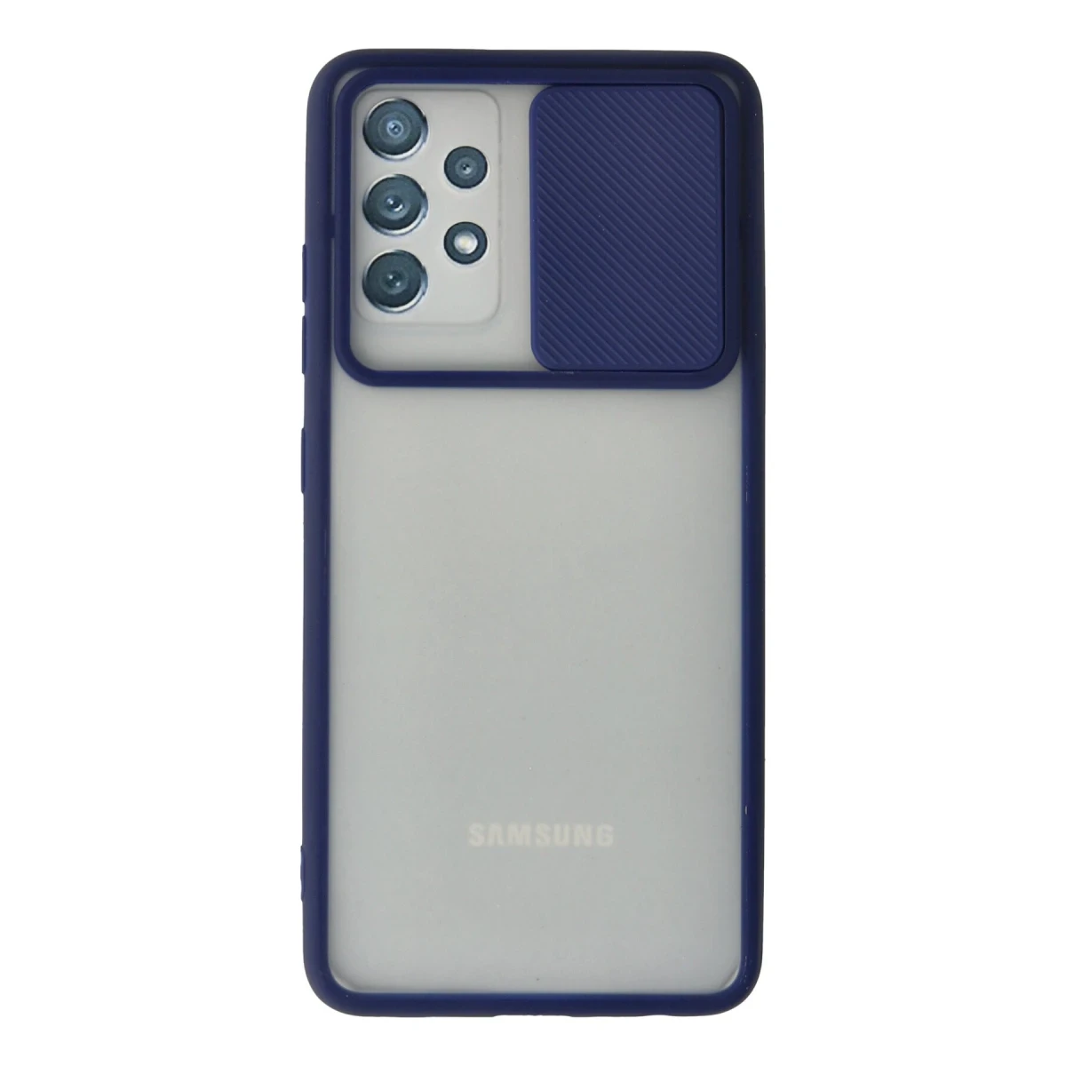 Newface Samsung Galaxy A72 Kılıf Palm Buzlu Kamera Sürgülü Silikon - Lacivert