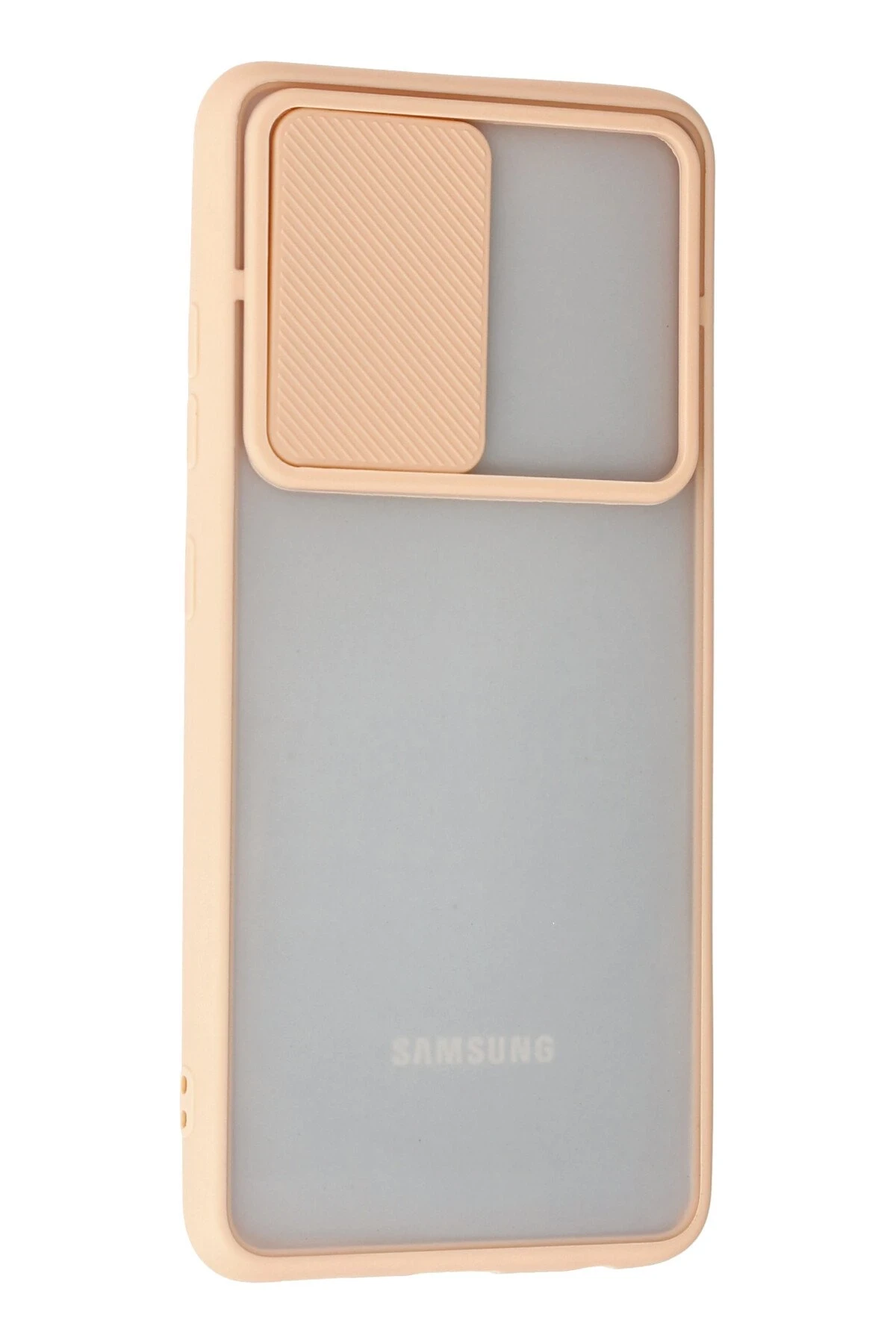 Newface Samsung Galaxy A72 Kılıf Palm Buzlu Kamera Sürgülü Silikon - Pembe