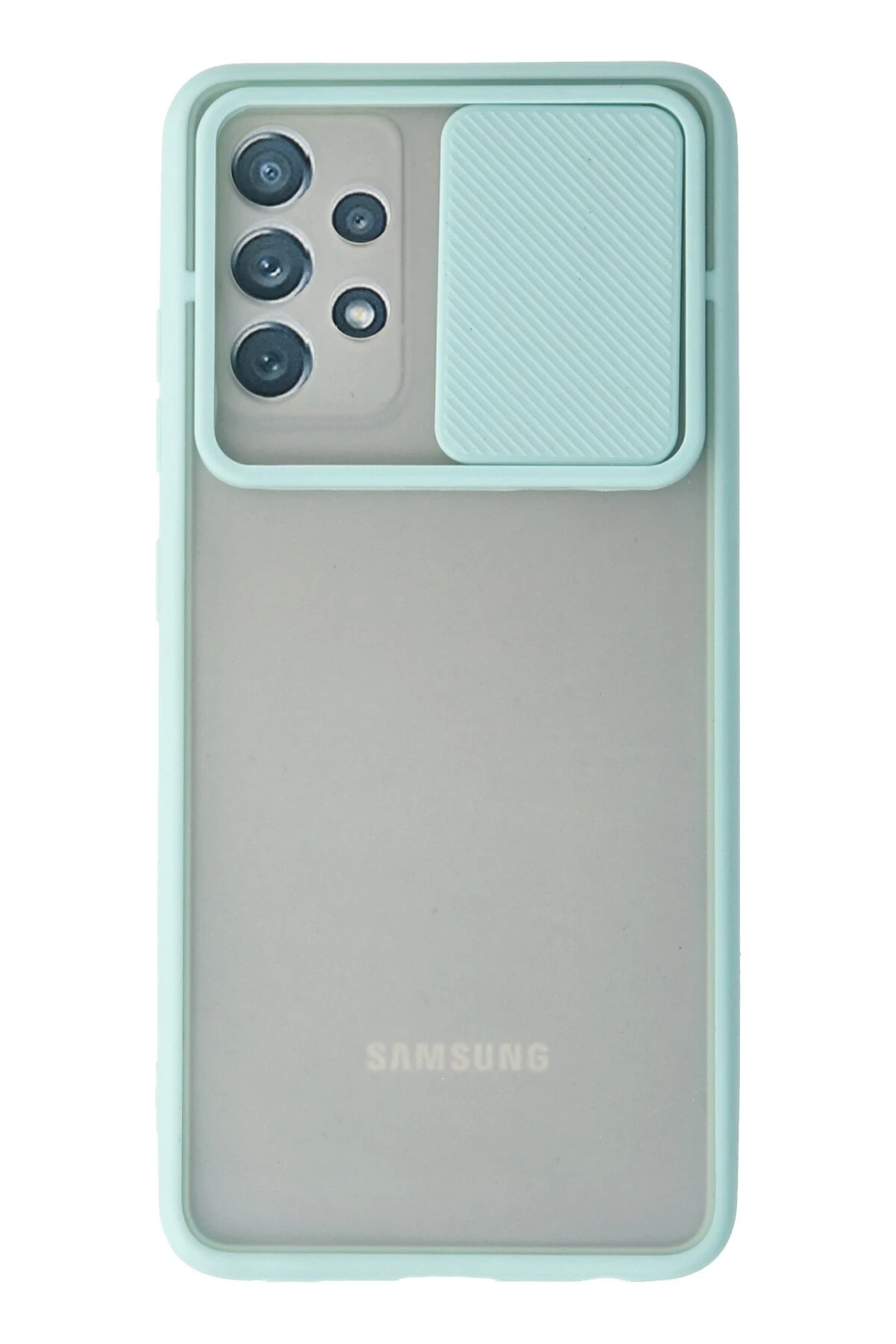 Newface Samsung Galaxy A72 Kılıf Palm Buzlu Kamera Sürgülü Silikon - Turkuaz