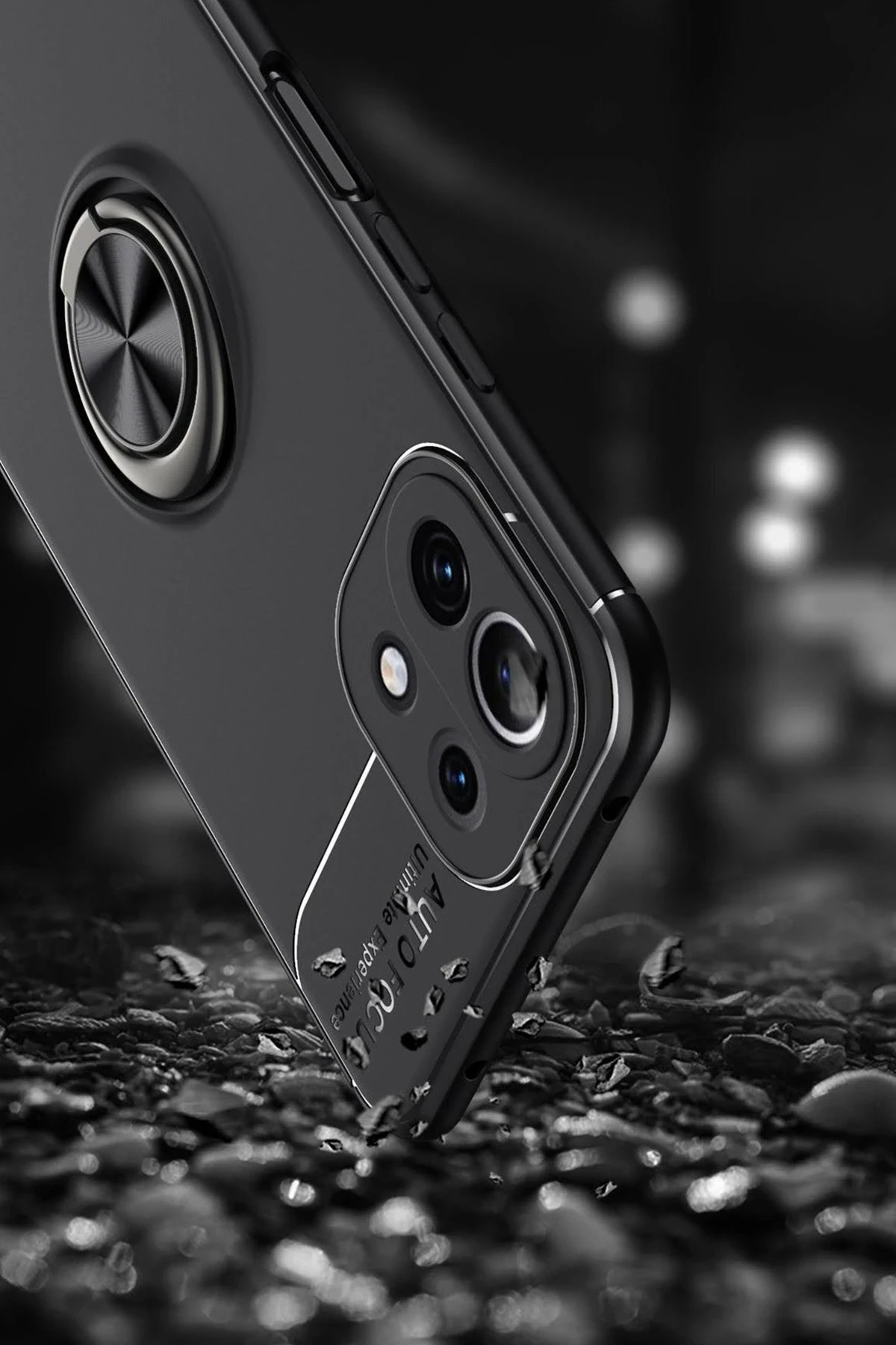 Newface Xiaomi Mİ 11 Lite Kılıf Range Yüzüklü Silikon - Siyah