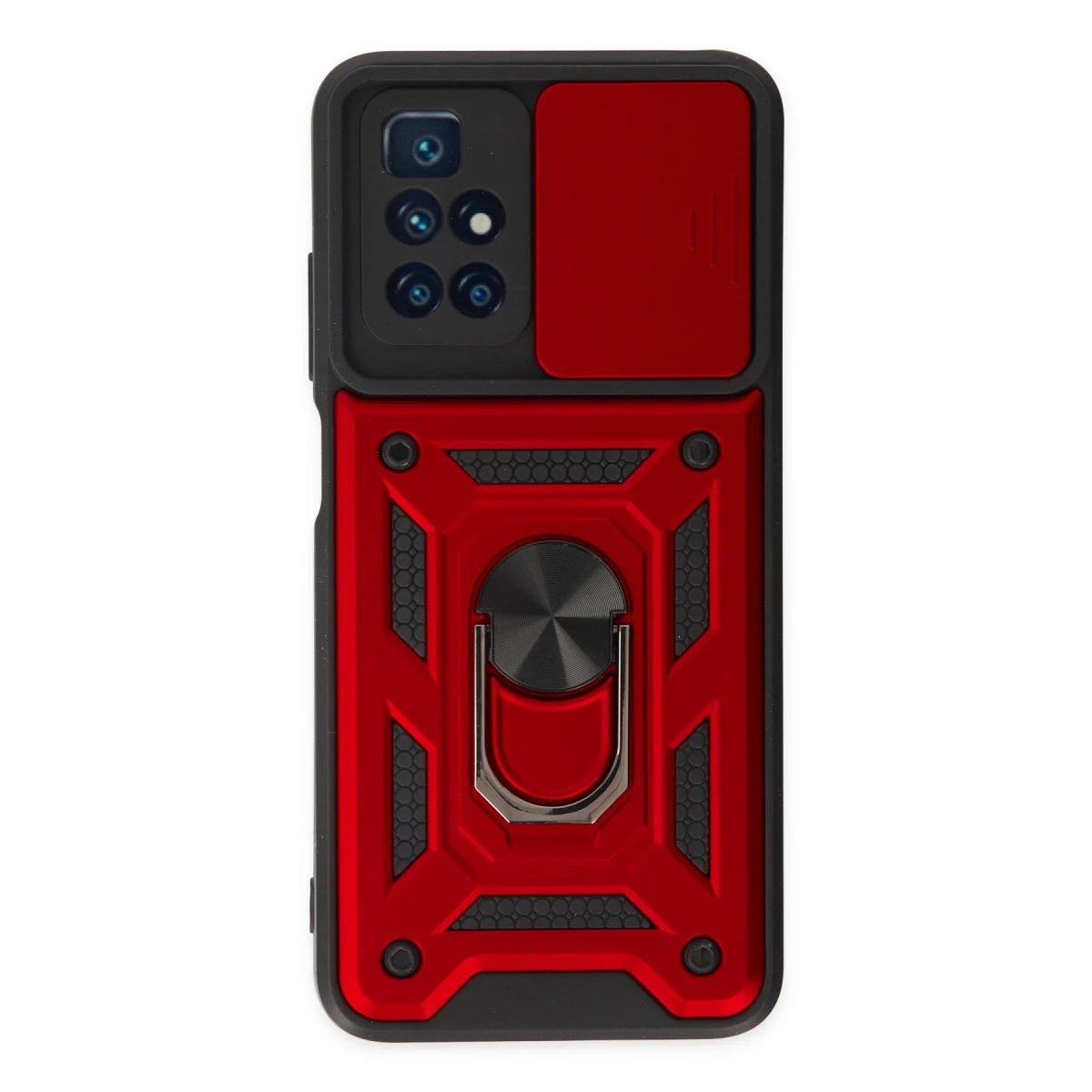 Newface Xiaomi Redmi 10 2022 Kılıf Pars Lens Yüzüklü Silikon - Kırmızı