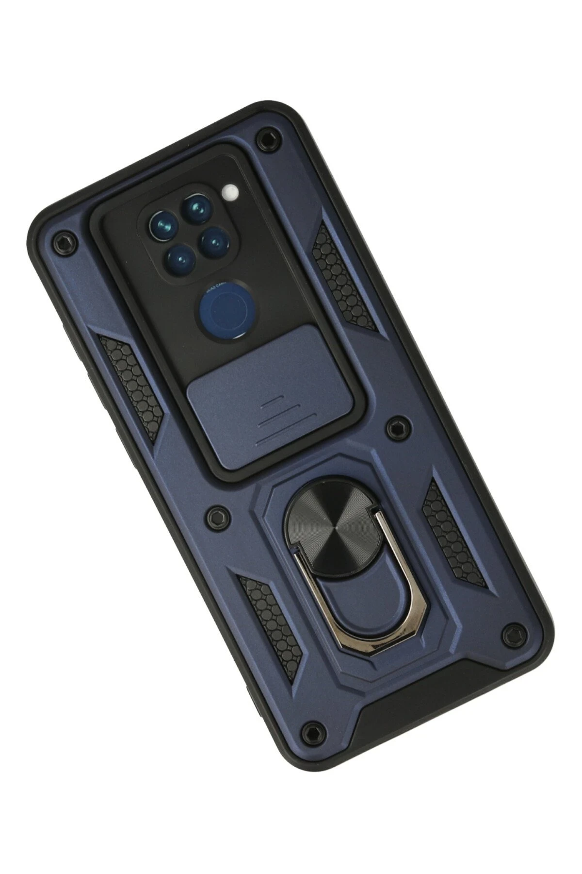 Newface Xiaomi Redmi Note 9 Kılıf Pars Lens Yüzüklü Silikon - Lacivert