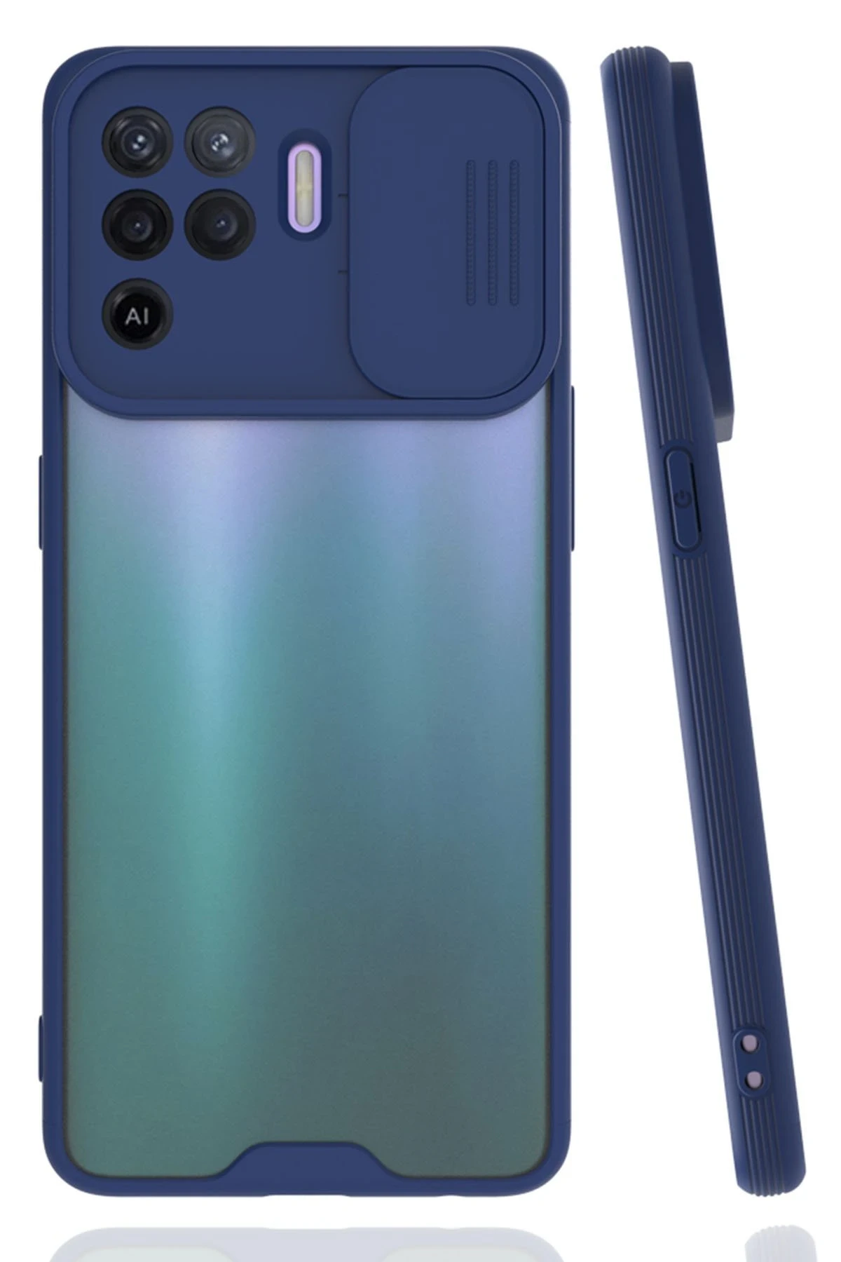 Newface Oppo Reno 5 Lite Kılıf Platin Kamera Koruma Silikon - Lacivert