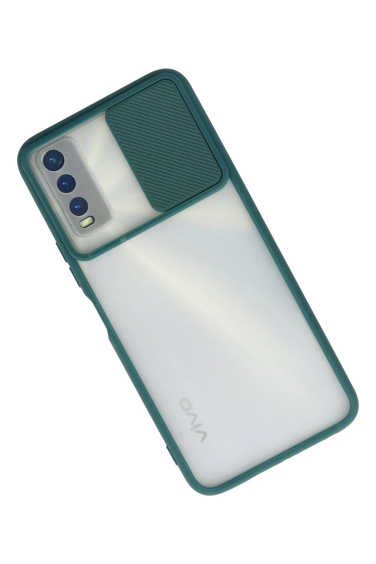 Newface Vivo Y11S Kılıf Palm Buzlu Kamera Sürgülü Silikon - Yeşil