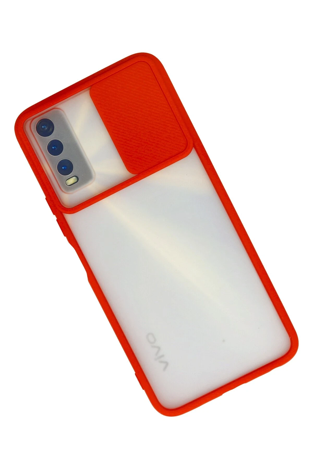 Newface Vivo Y11S Kılıf Palm Buzlu Kamera Sürgülü Silikon - Kırmızı
