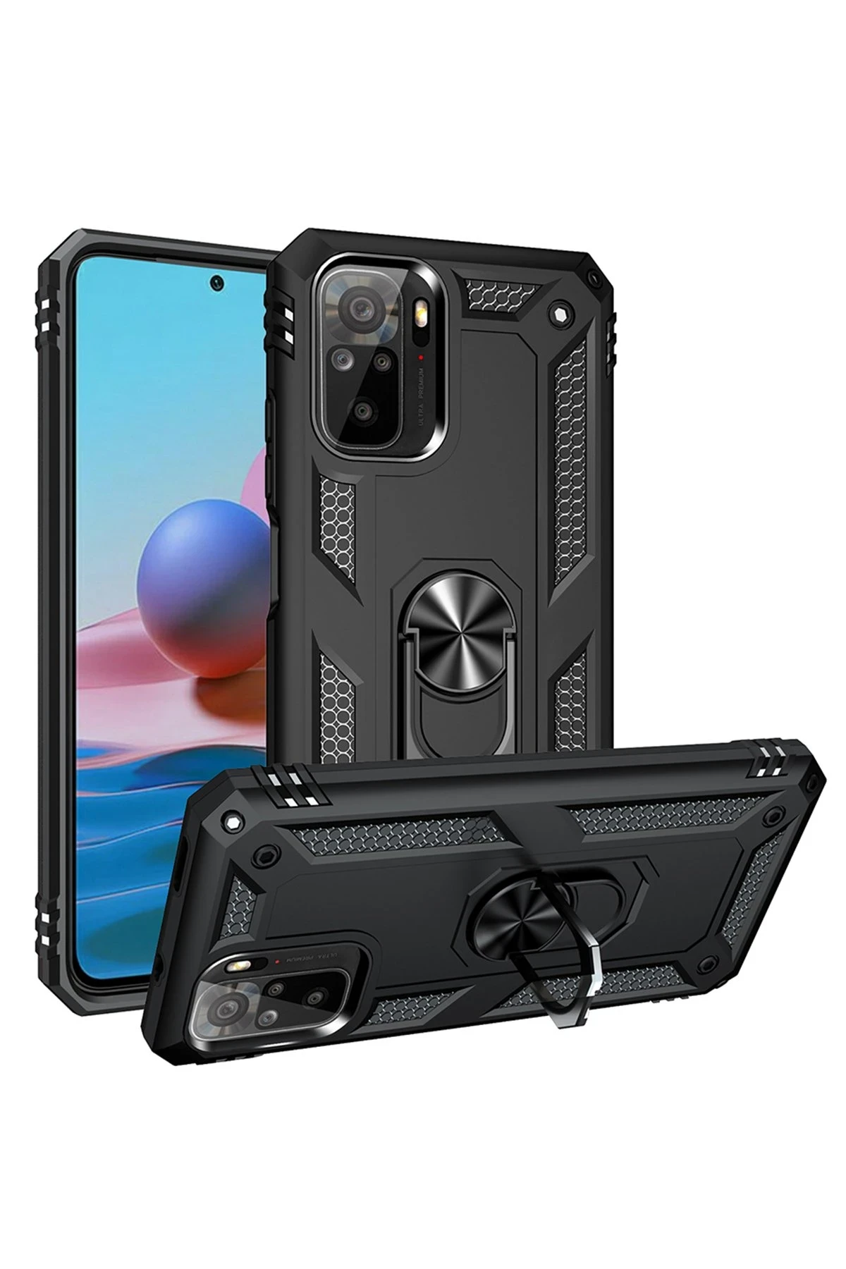 Newface Xiaomi Redmi Note 10 Kılıf Sofya Yüzüklü Silikon Kapak - Siyah — görsel 2