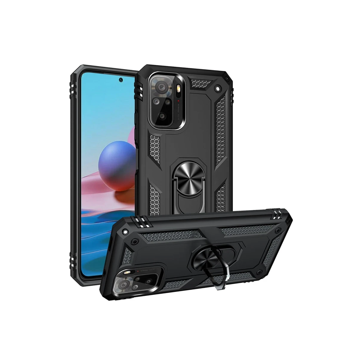 Newface Xiaomi Redmi Note 10 Kılıf Sofya Yüzüklü Silikon Kapak - Siyah — görsel 7