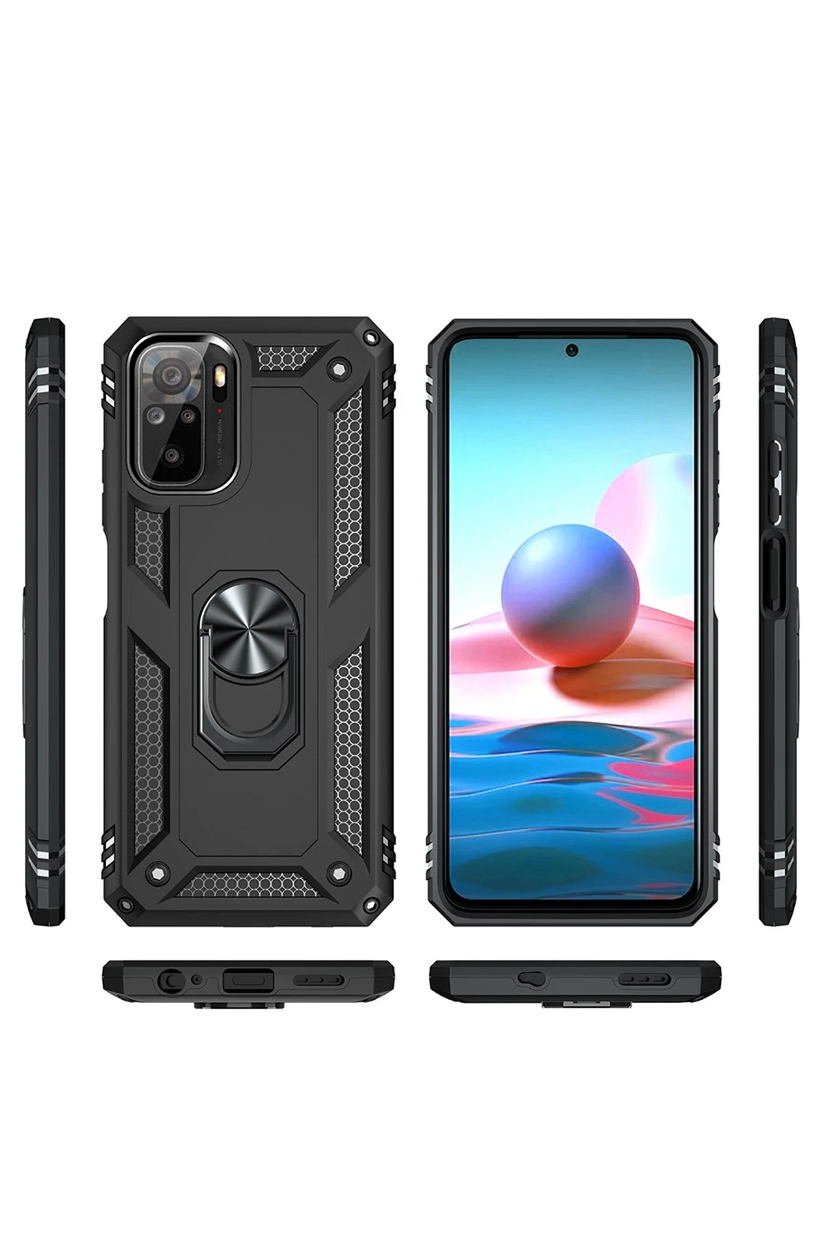Newface Xiaomi Redmi Note 10 Kılıf Sofya Yüzüklü Silikon Kapak - Siyah — görsel 3