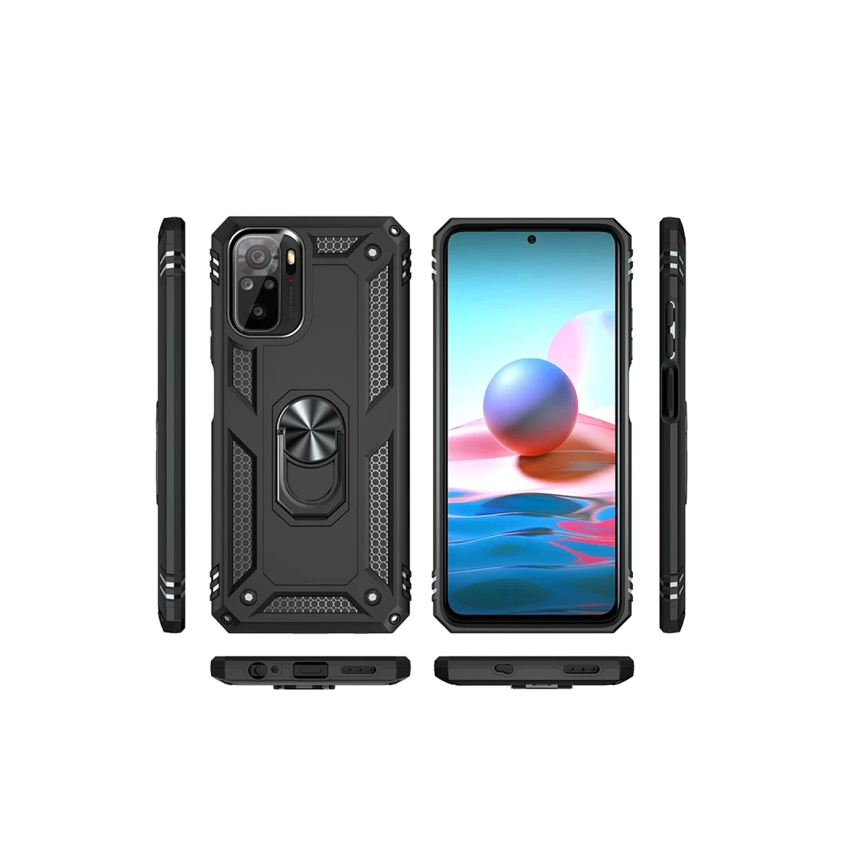 Newface Xiaomi Redmi Note 10 Kılıf Sofya Yüzüklü Silikon Kapak - Siyah — görsel 8