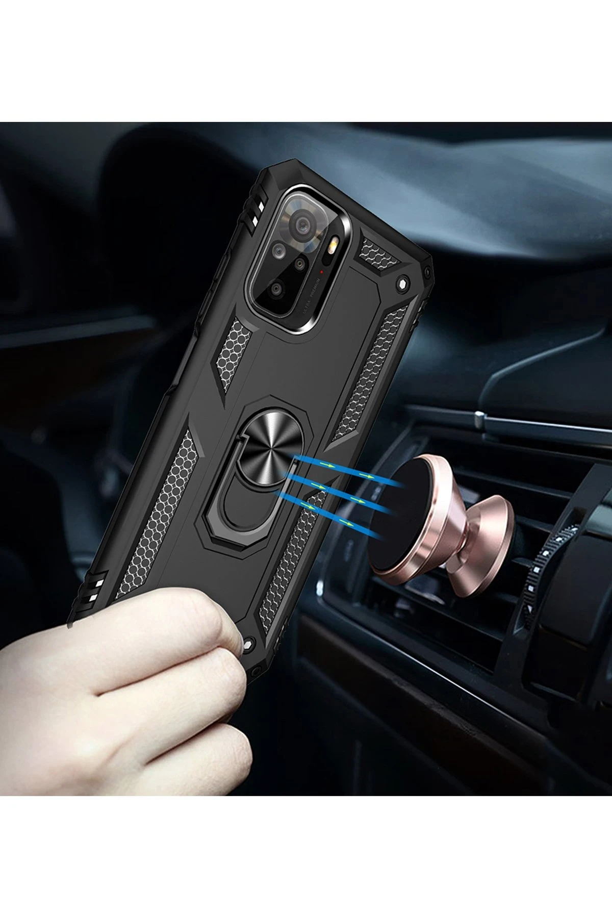 Newface Xiaomi Redmi Note 10 Kılıf Sofya Yüzüklü Silikon Kapak - Siyah — görsel 4