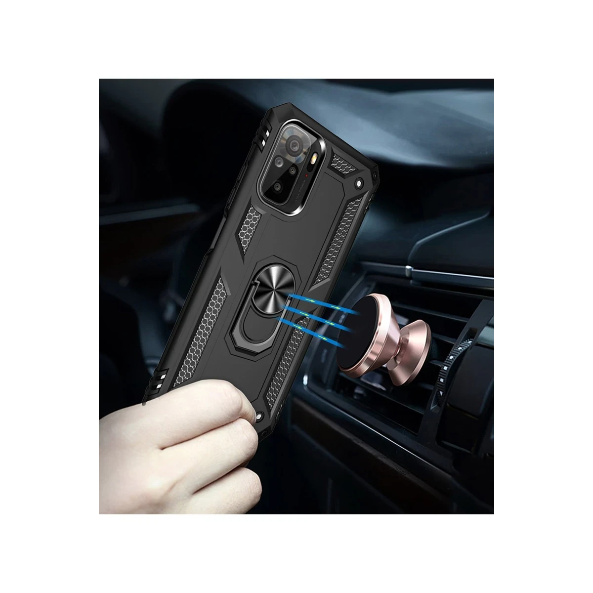 Newface Xiaomi Redmi Note 10 Kılıf Sofya Yüzüklü Silikon Kapak - Siyah — görsel 9