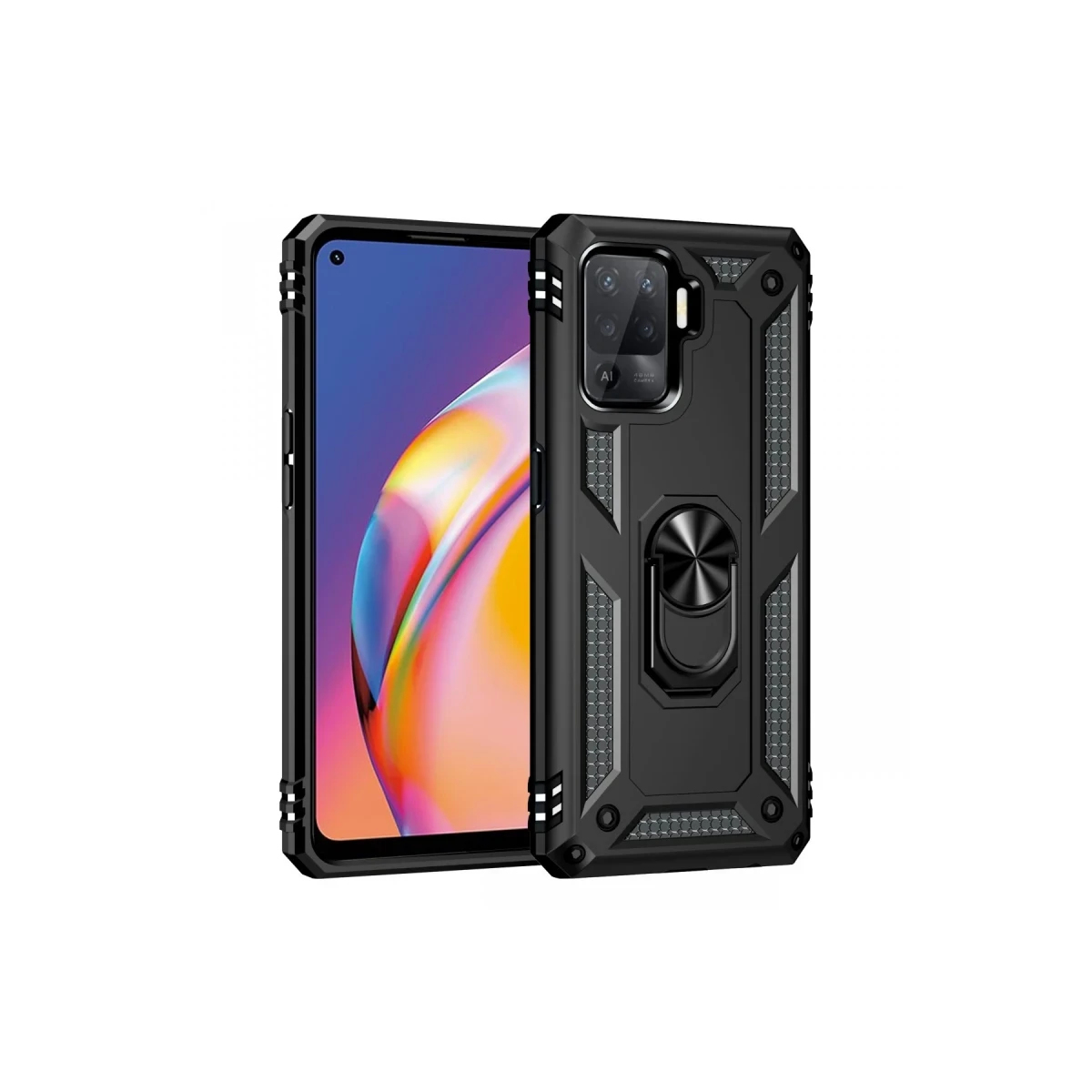 Newface Oppo Reno 5 Lite Kılıf Sofya Yüzüklü Silikon Kapak - Siyah — görsel 9