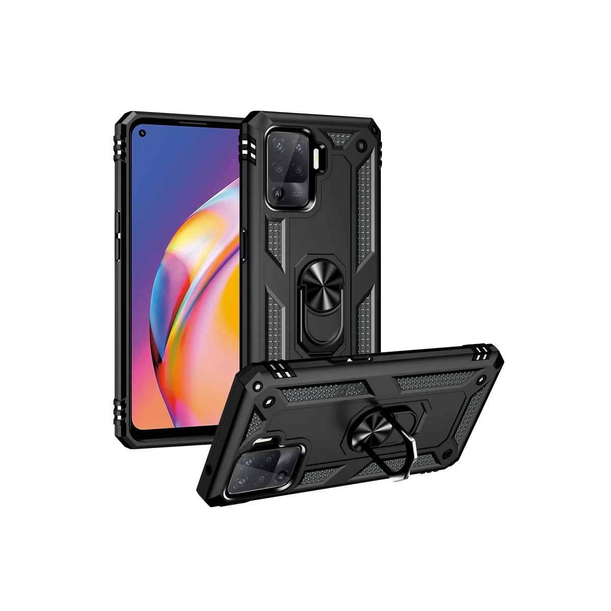 Newface Oppo Reno 5 Lite Kılıf Sofya Yüzüklü Silikon Kapak - Siyah — görsel 10