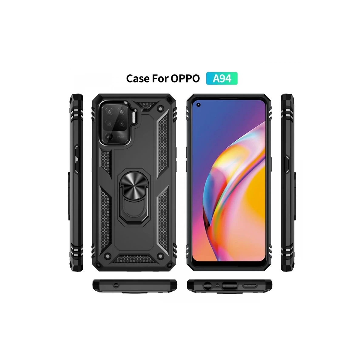 Newface Oppo Reno 5 Lite Kılıf Sofya Yüzüklü Silikon Kapak - Siyah — görsel 11
